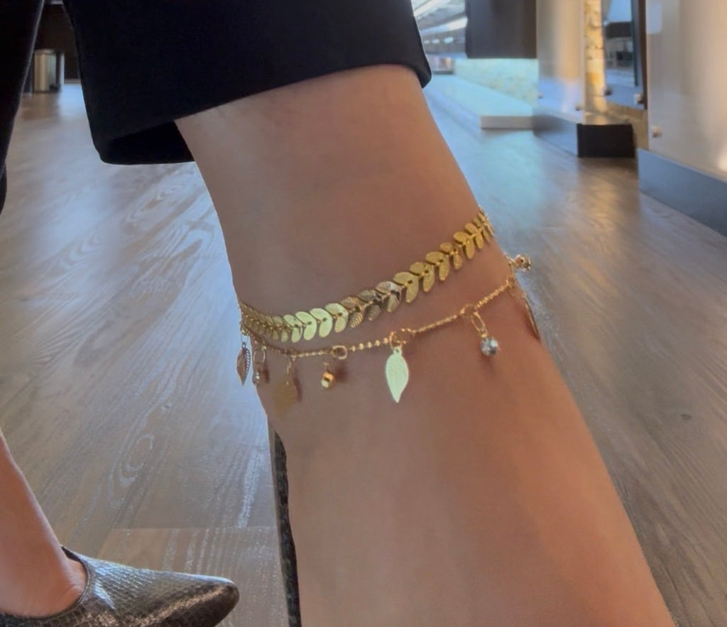 Leaf Motif ~ Double Layered Anklet