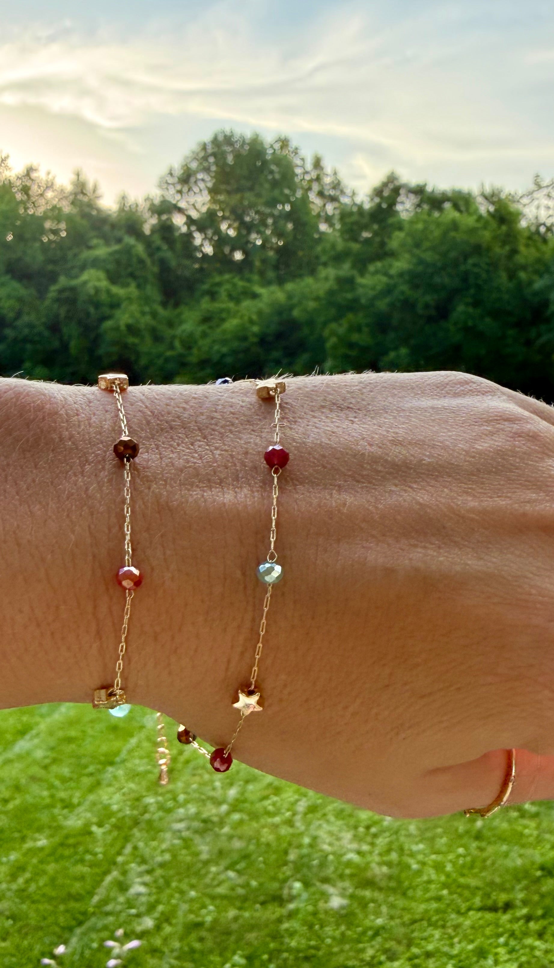 Multi-Color, Gold Star Bracelet