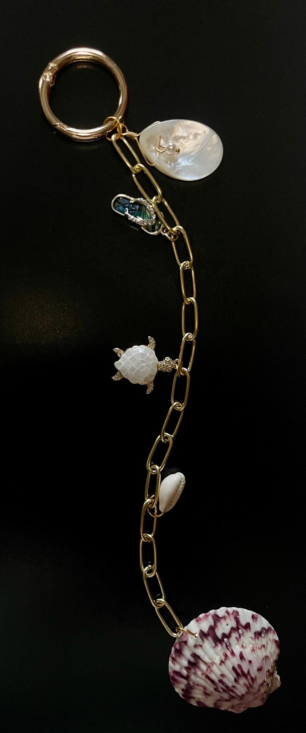 Scallop Shell Charm for Car or Bag - Turtle & Flip Flop Charms