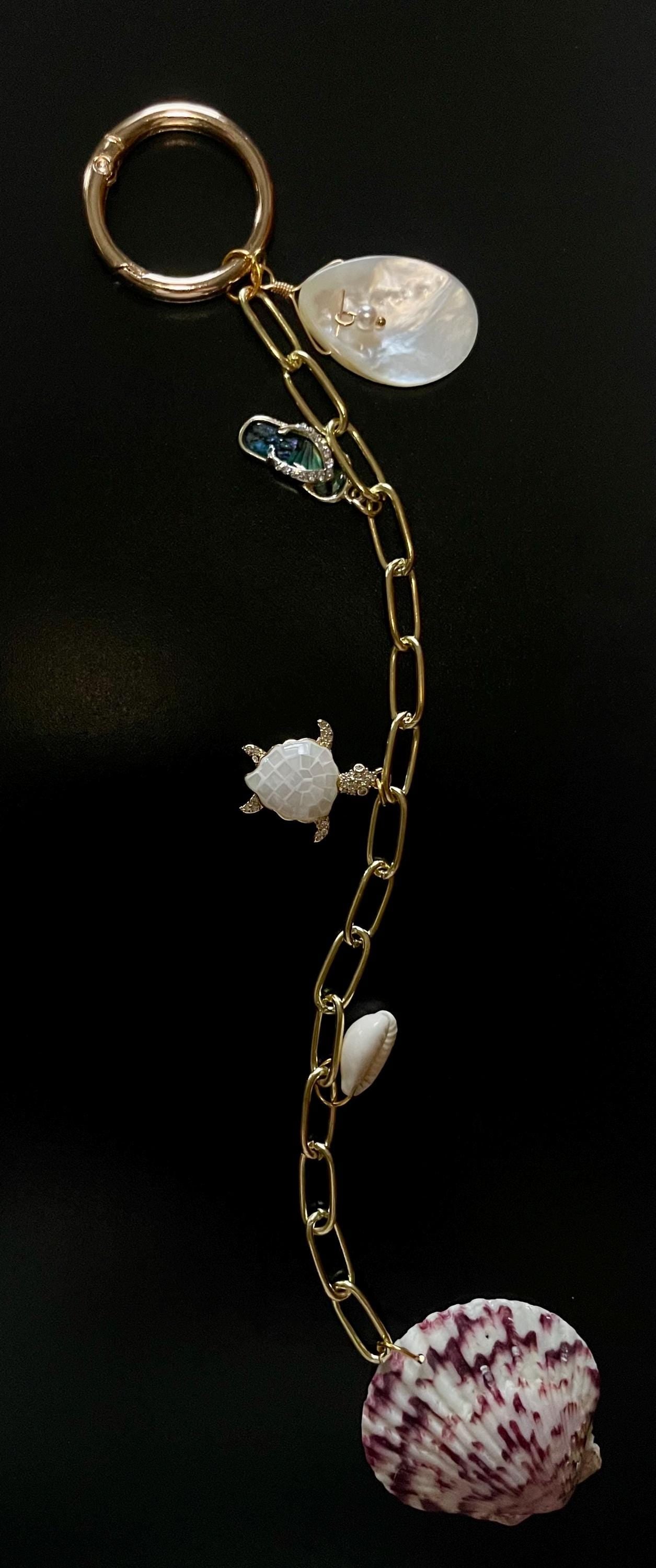 Scallop Shell Charm for Car or Bag - Turtle & Flip Flop Charms