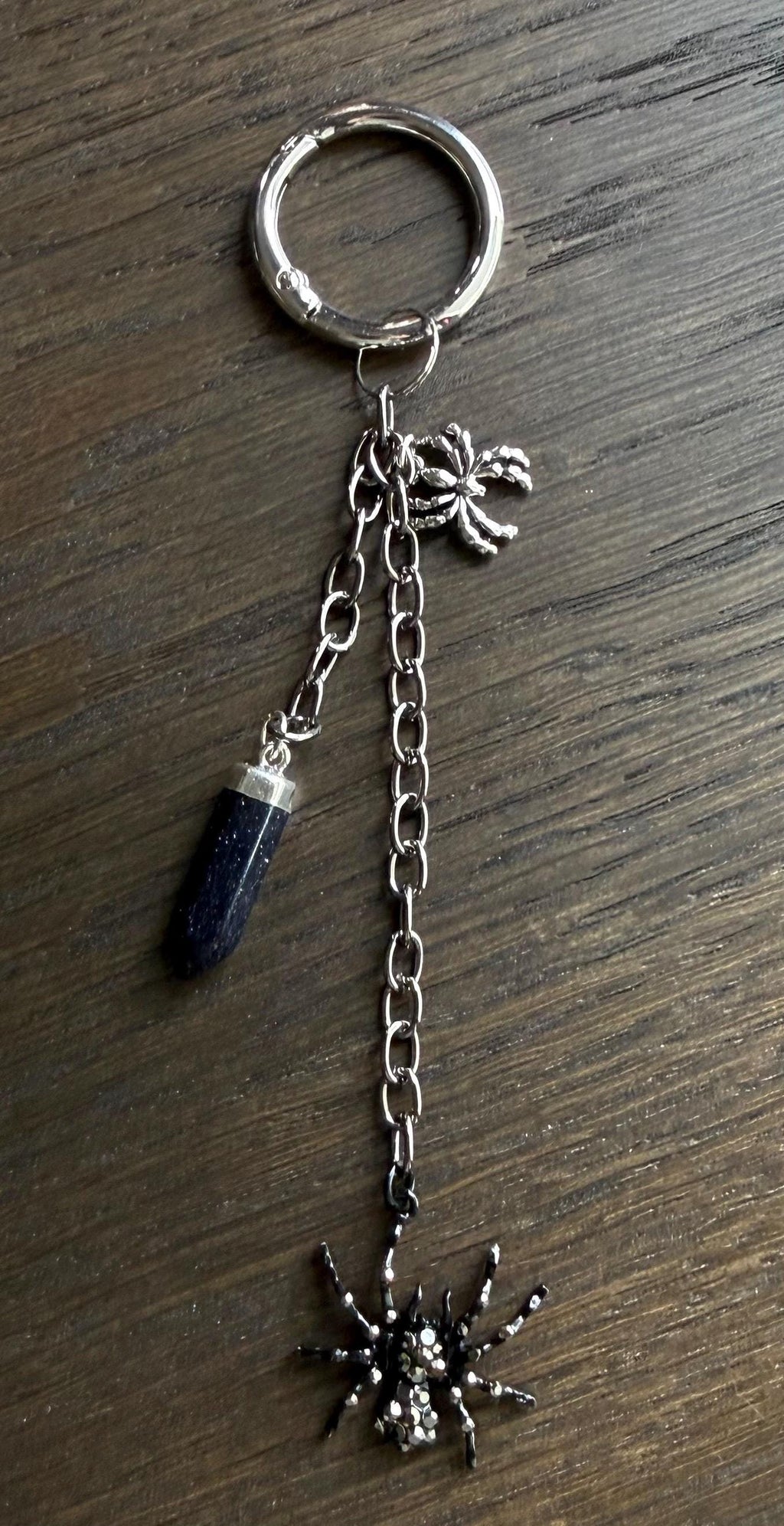 Black Rhinestone Spider w/ Crystal, Bag Charm or Keychain … Perfect for your traveling bag!