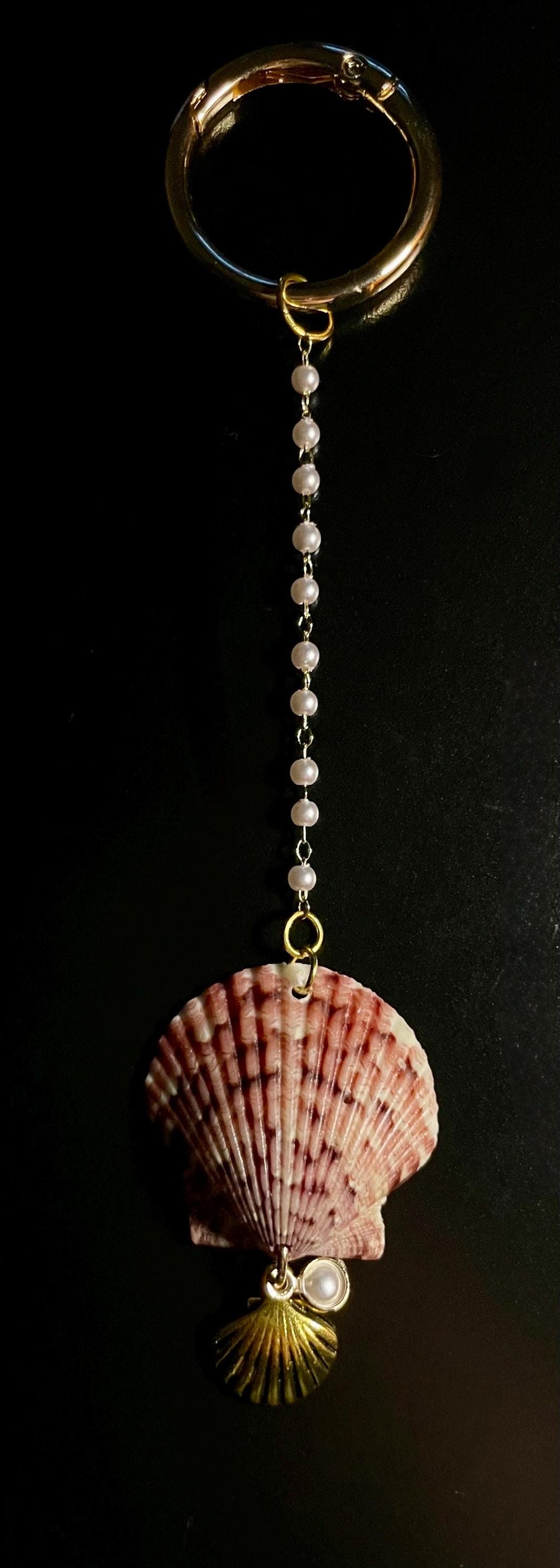 Pearl Linked Chain - Authentic Scallop Shell, Bag Charm or Key Chain