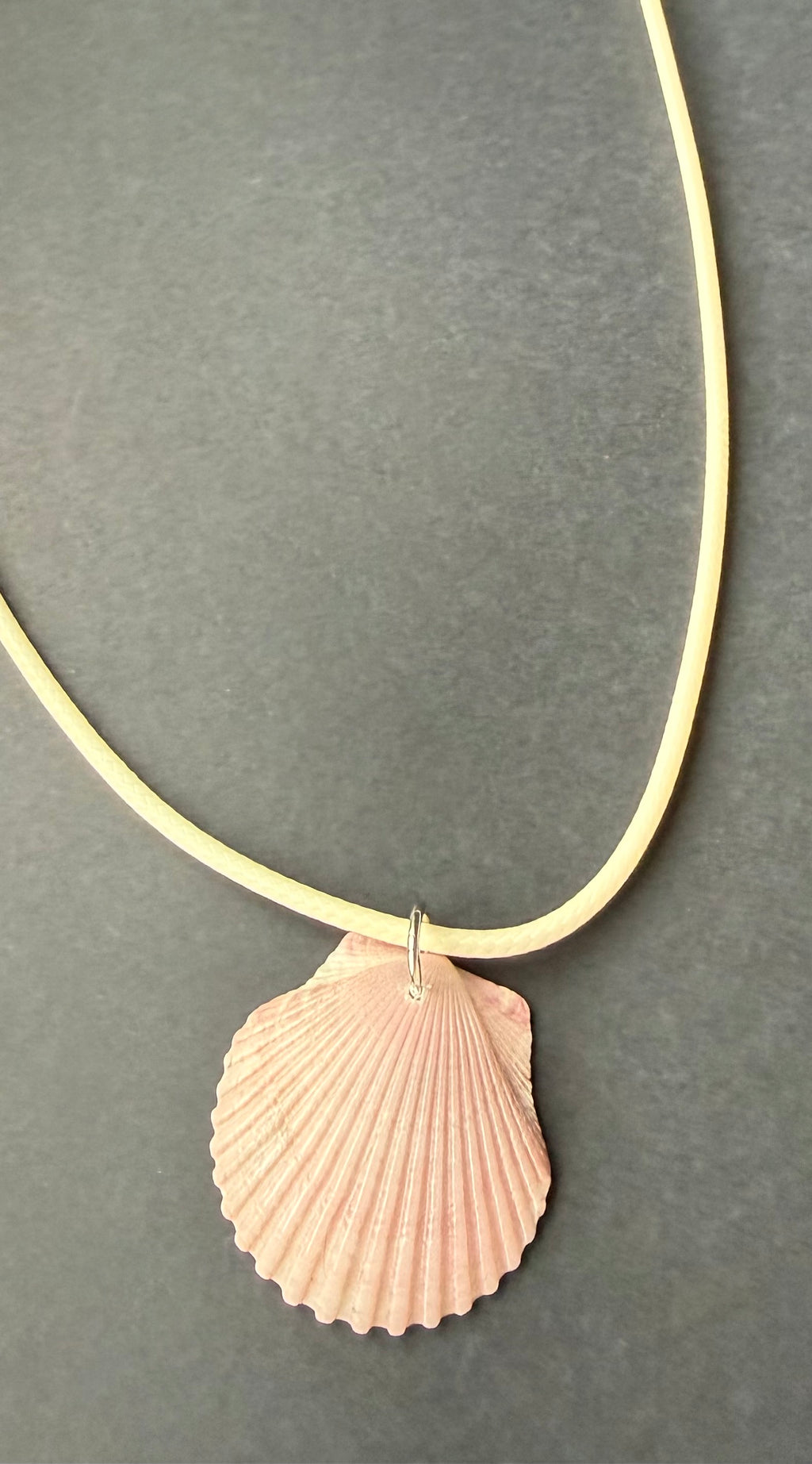 Pink Shell, White Cord Necklace