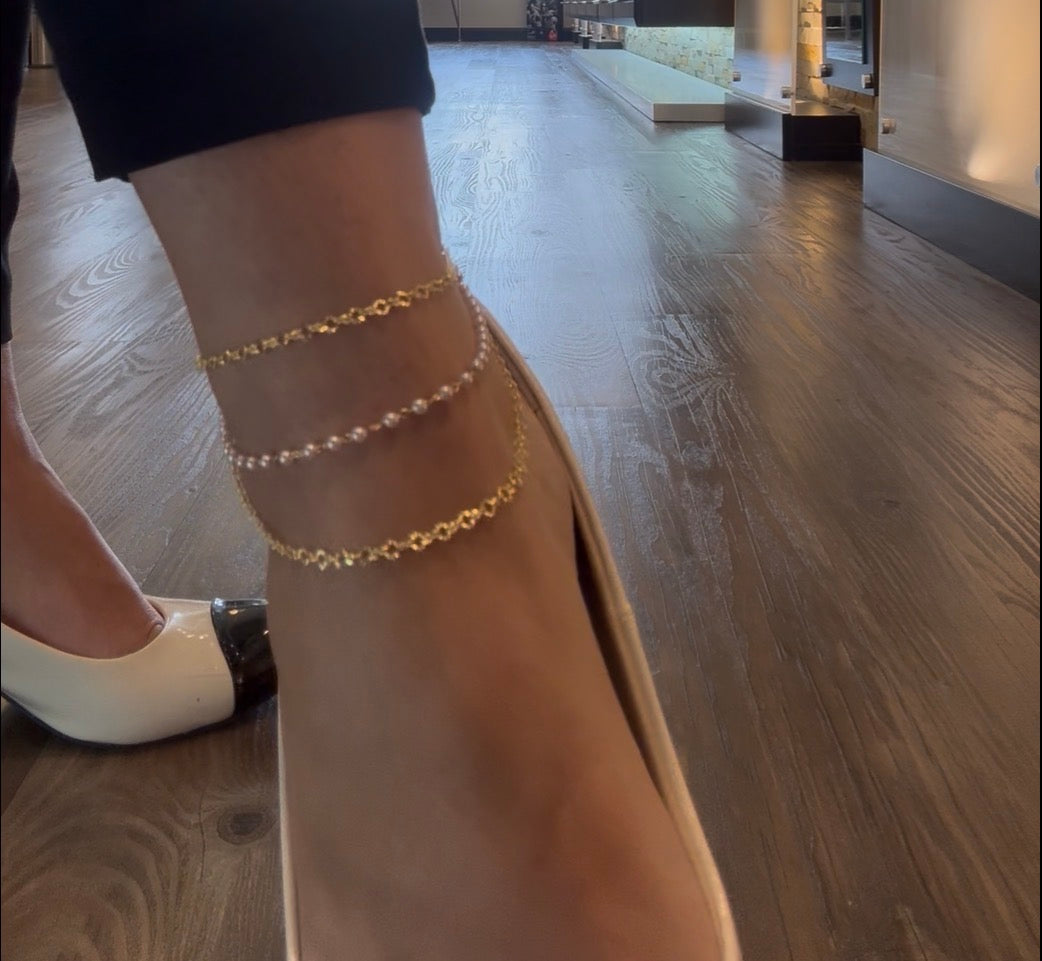 Triple Strand ~ Draping Anklet