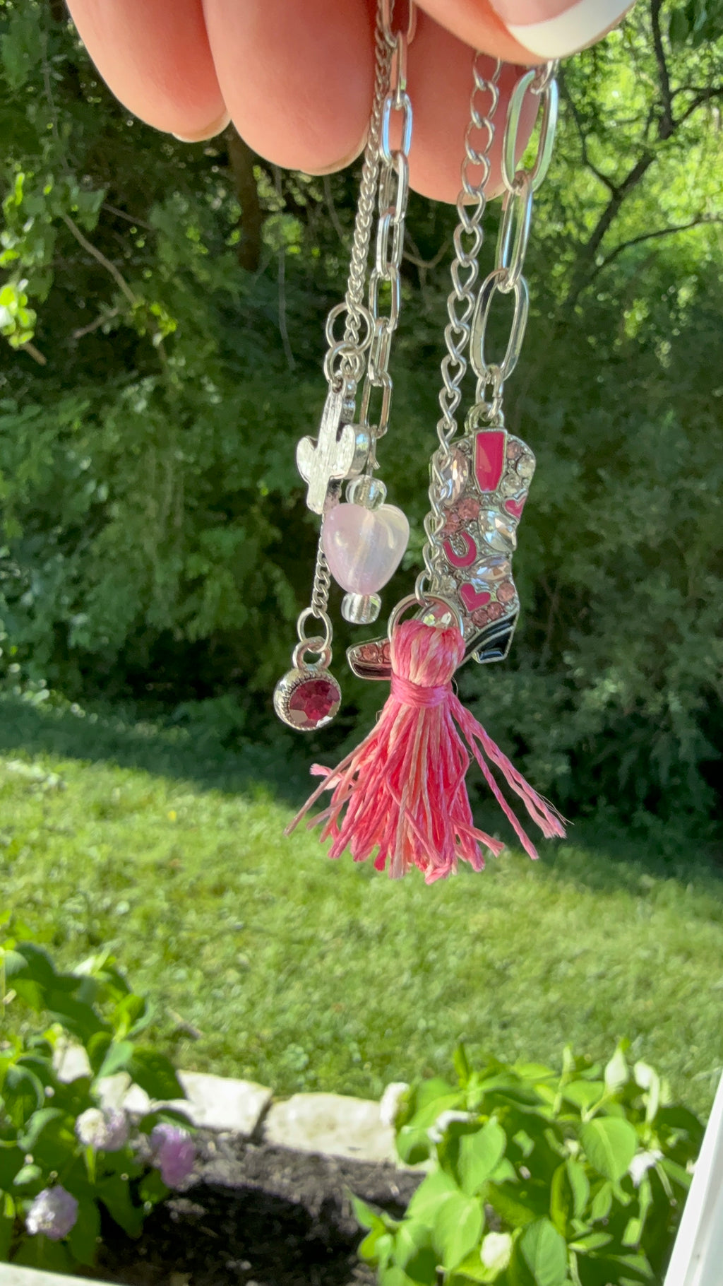 Pink Fringe Cowgirl Key Chain or Bag Charm