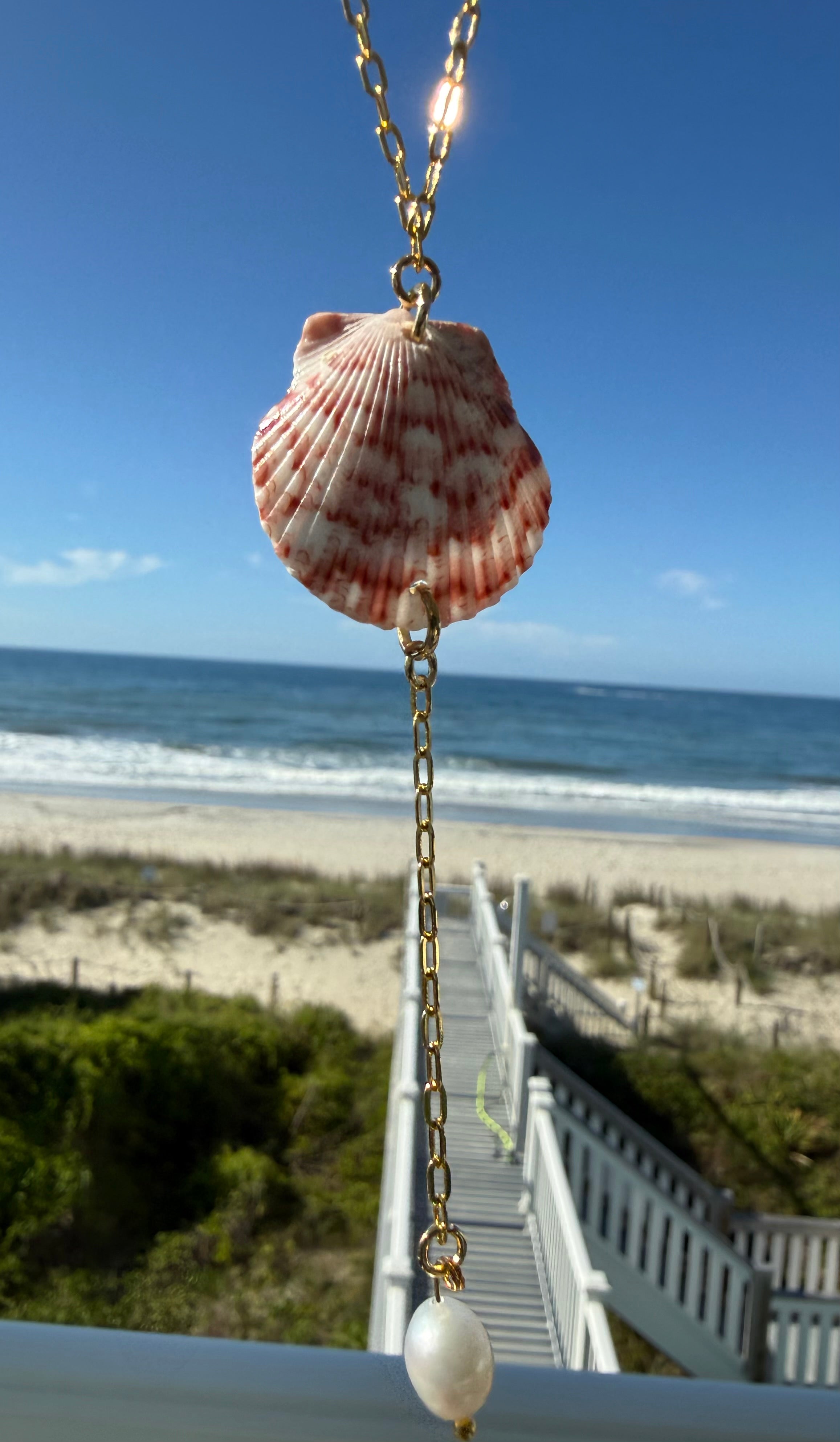 Scallop Pearl Drop Necklace