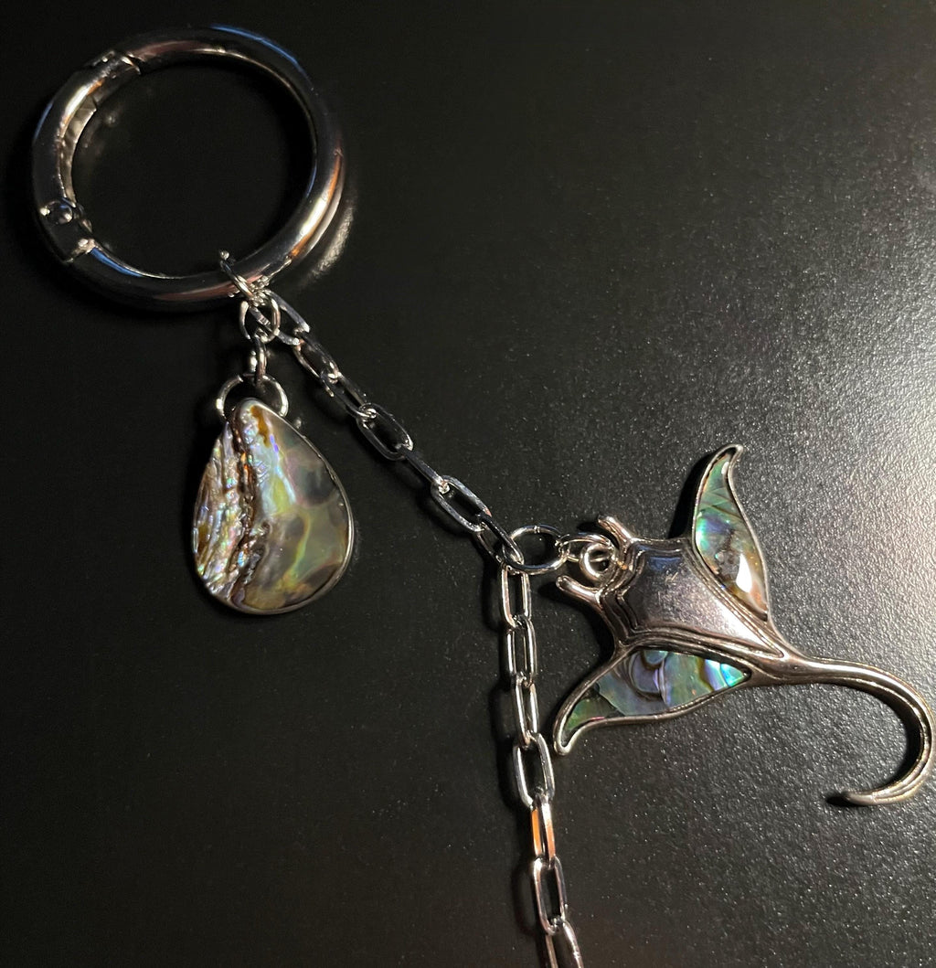 Manta Ray & Crystal Charm - Key Chain/ Bag Charm