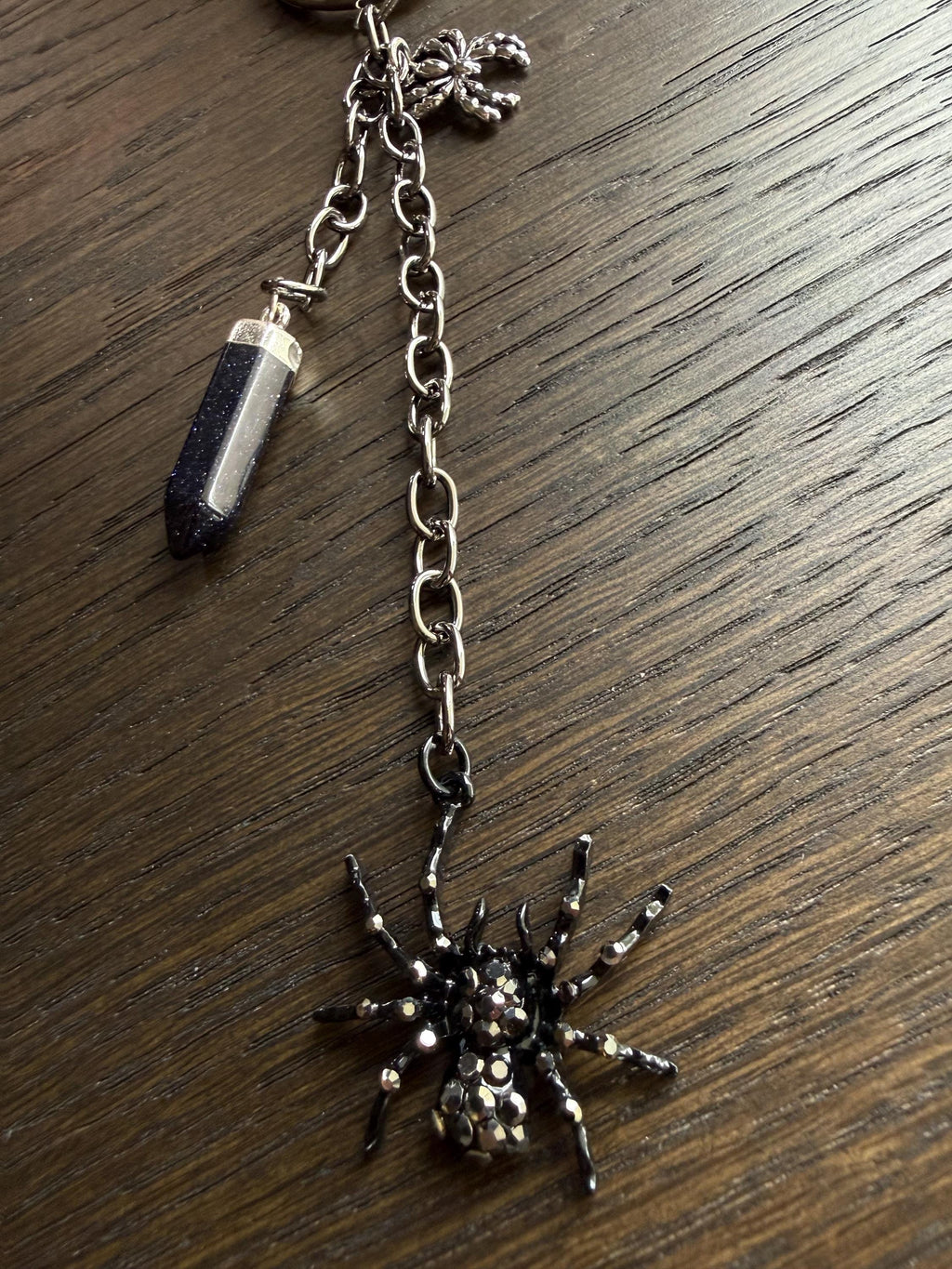 Black Rhinestone Spider w/ Crystal, Bag Charm or Keychain … Perfect for your traveling bag!