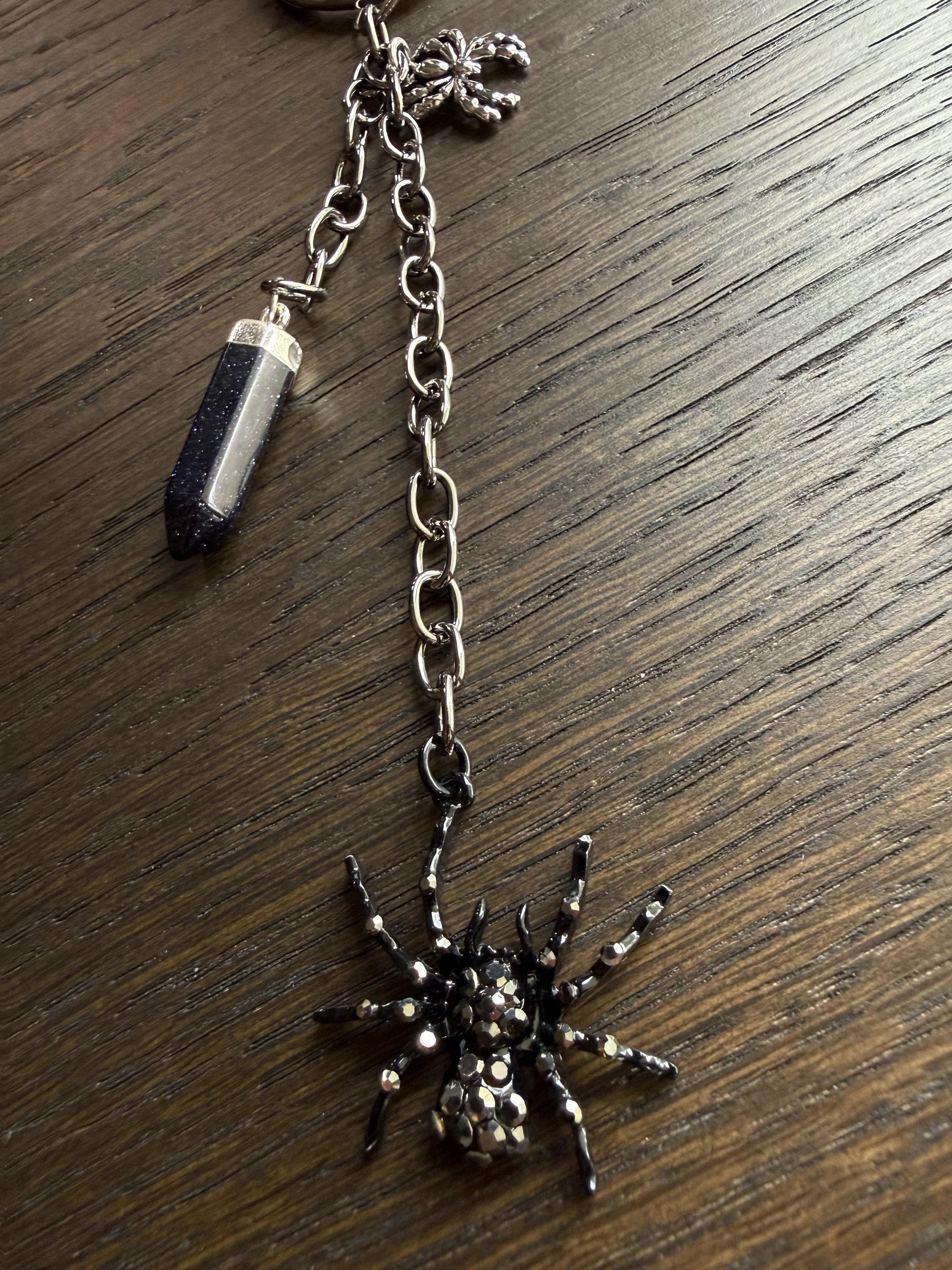 Black Rhinestone Spider w/ Crystal, Bag Charm or Keychain … Perfect for your traveling bag!