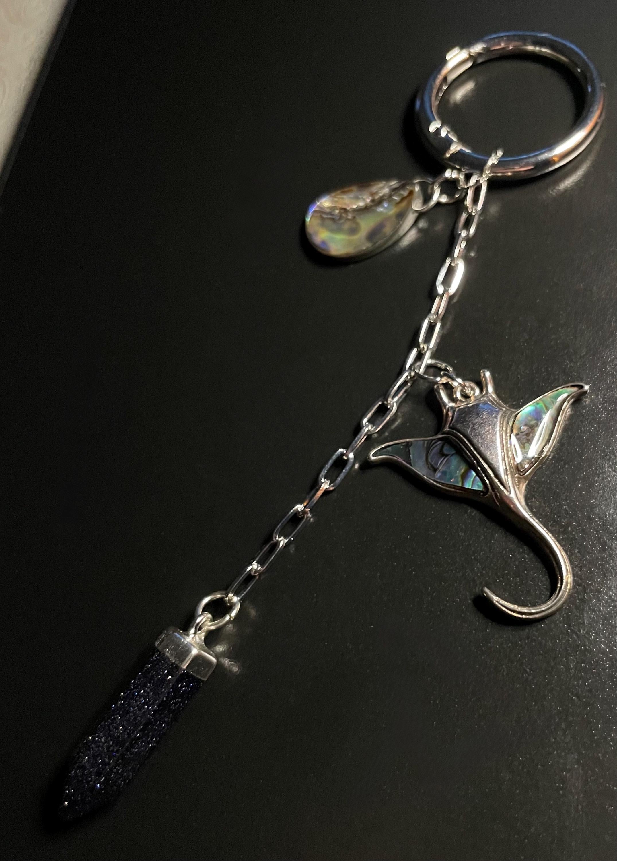 Manta Ray & Crystal Charm - Key Chain/ Bag Charm