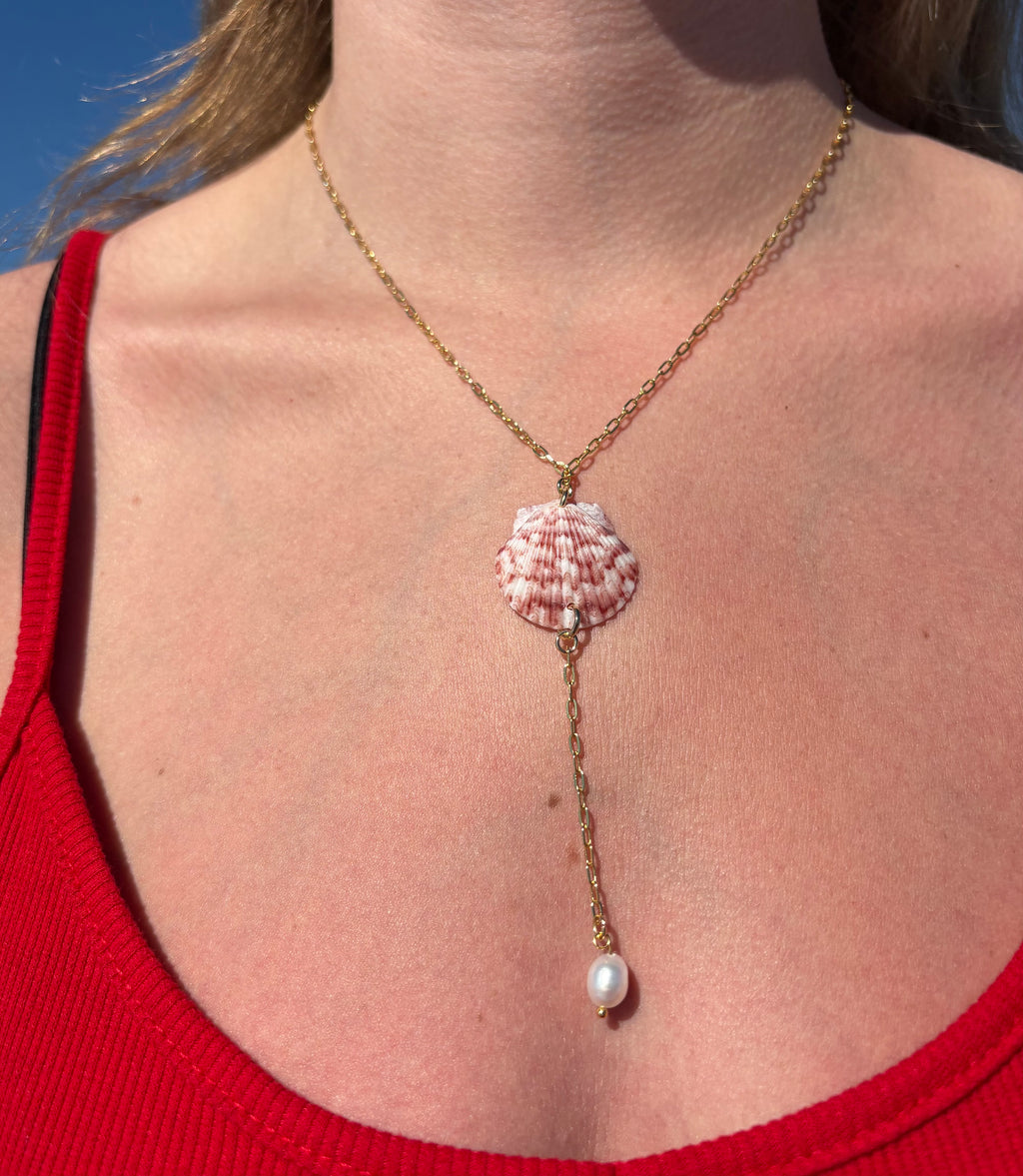 Scallop Pearl Drop Necklace
