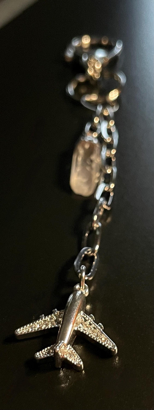 Airplane & Clear Crystal, Bag Charm or Key Chain… Perfect for your traveling bag!