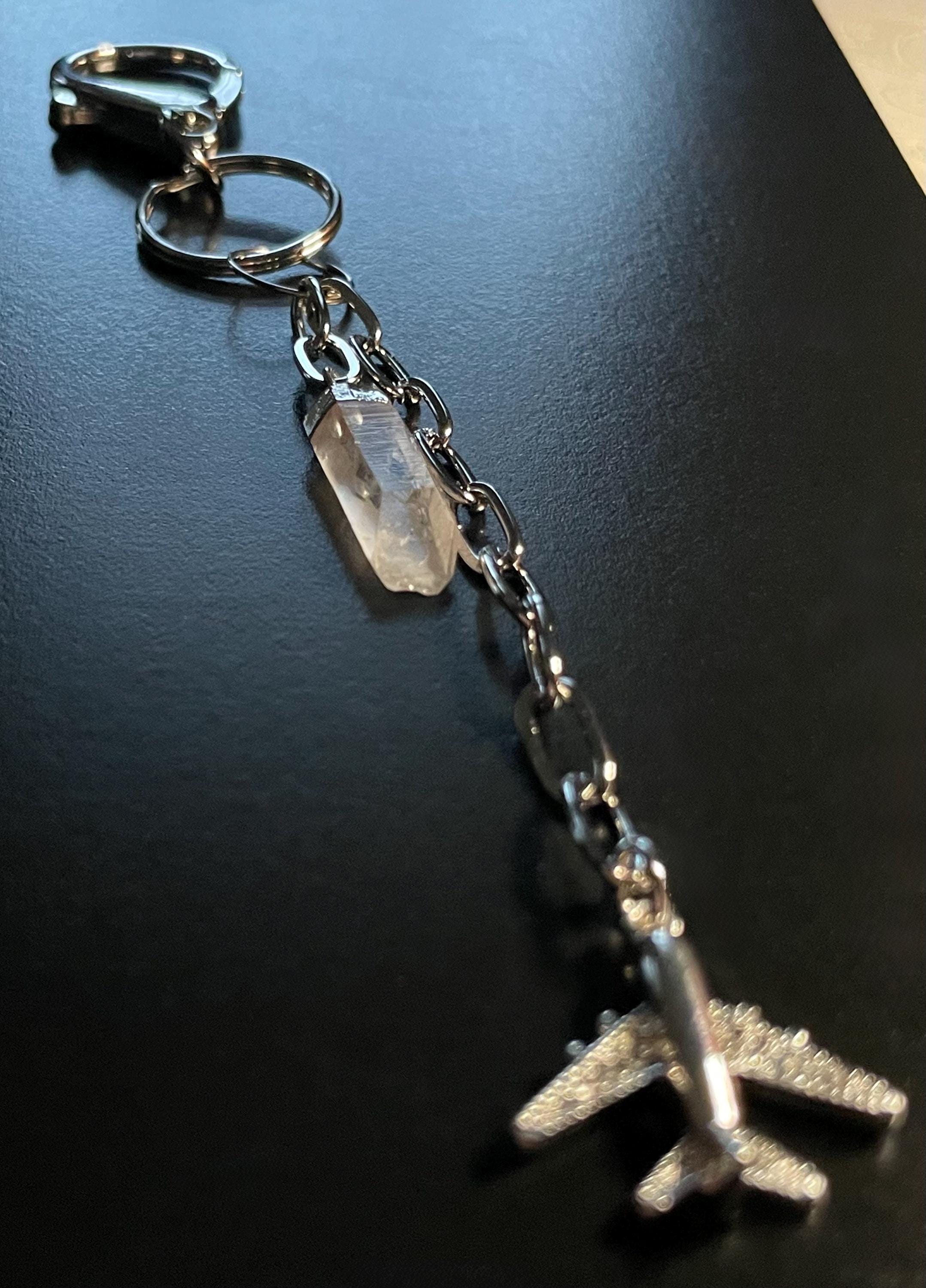 Airplane & Clear Crystal, Bag Charm or Key Chain… Perfect for your traveling bag!