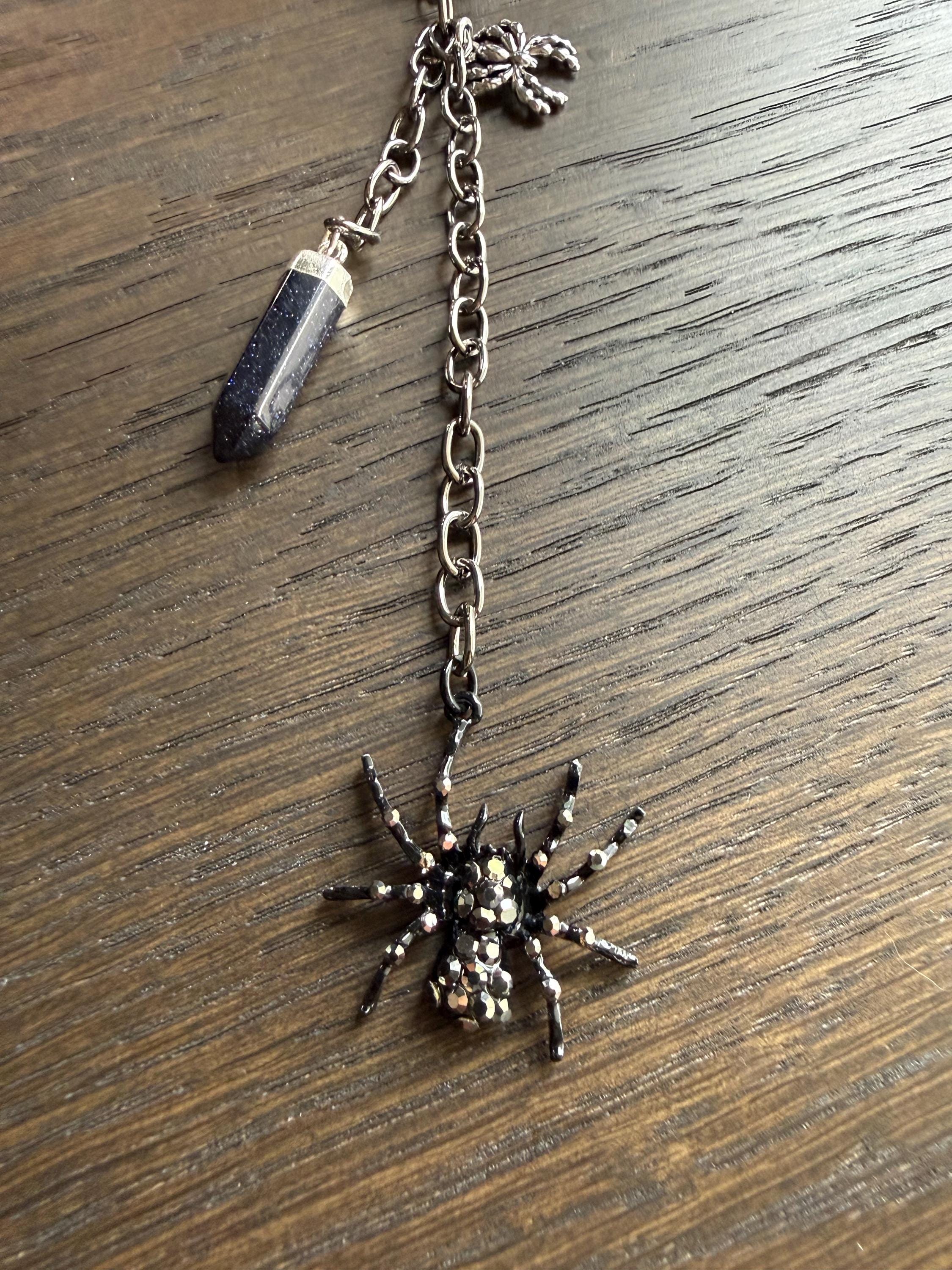 Black Rhinestone Spider w/ Crystal, Bag Charm or Keychain … Perfect for your traveling bag!