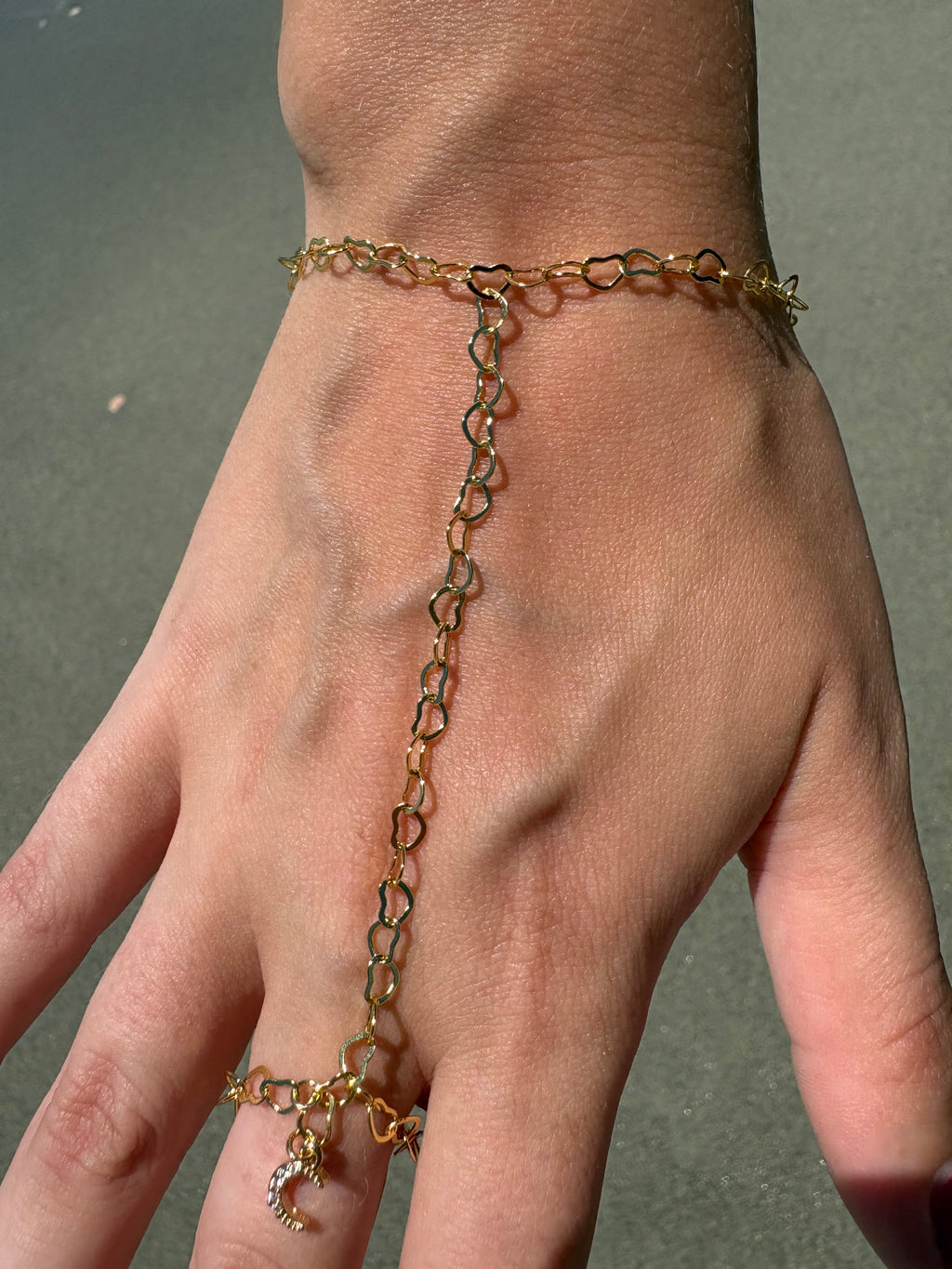 Hand Chain with Ring Moon Charm