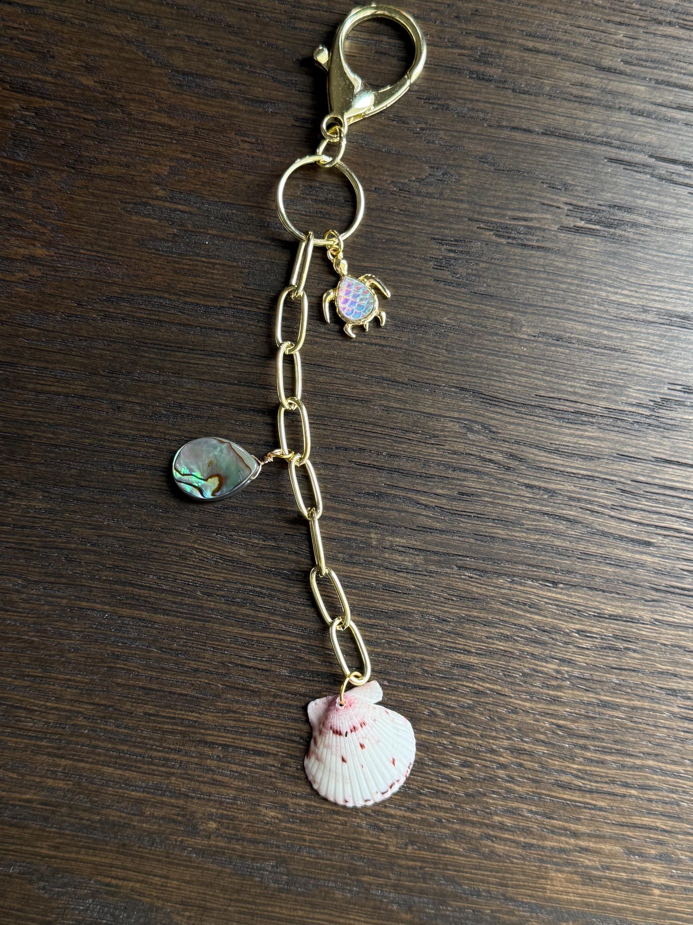 Scallop Shell & Turtle Charm for Keychain or Bag