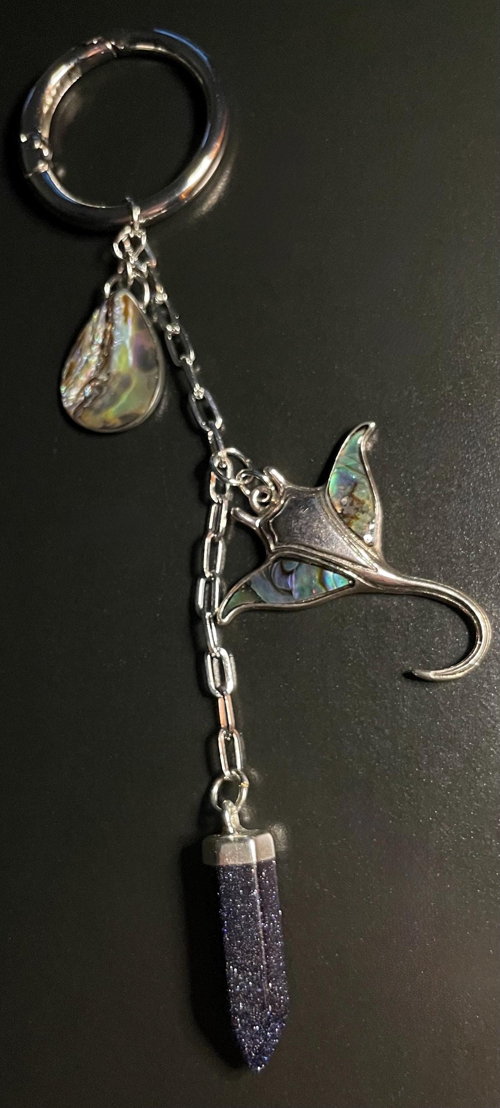 Manta Ray & Crystal Charm - Key Chain/ Bag Charm