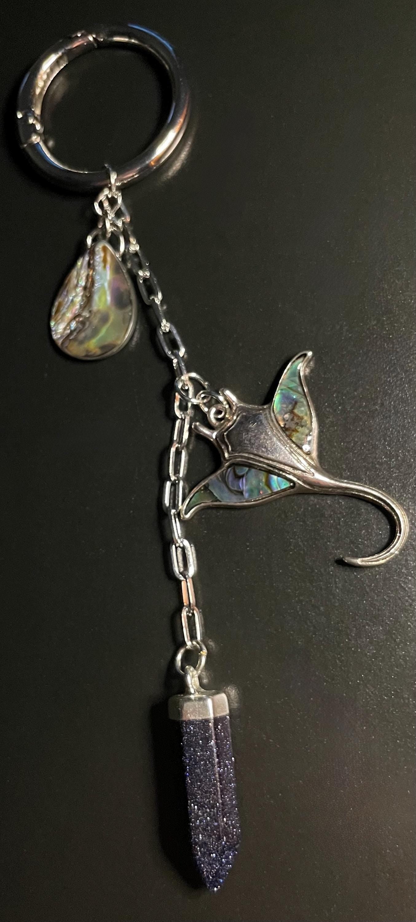 Manta Ray & Crystal Charm - Key Chain/ Bag Charm