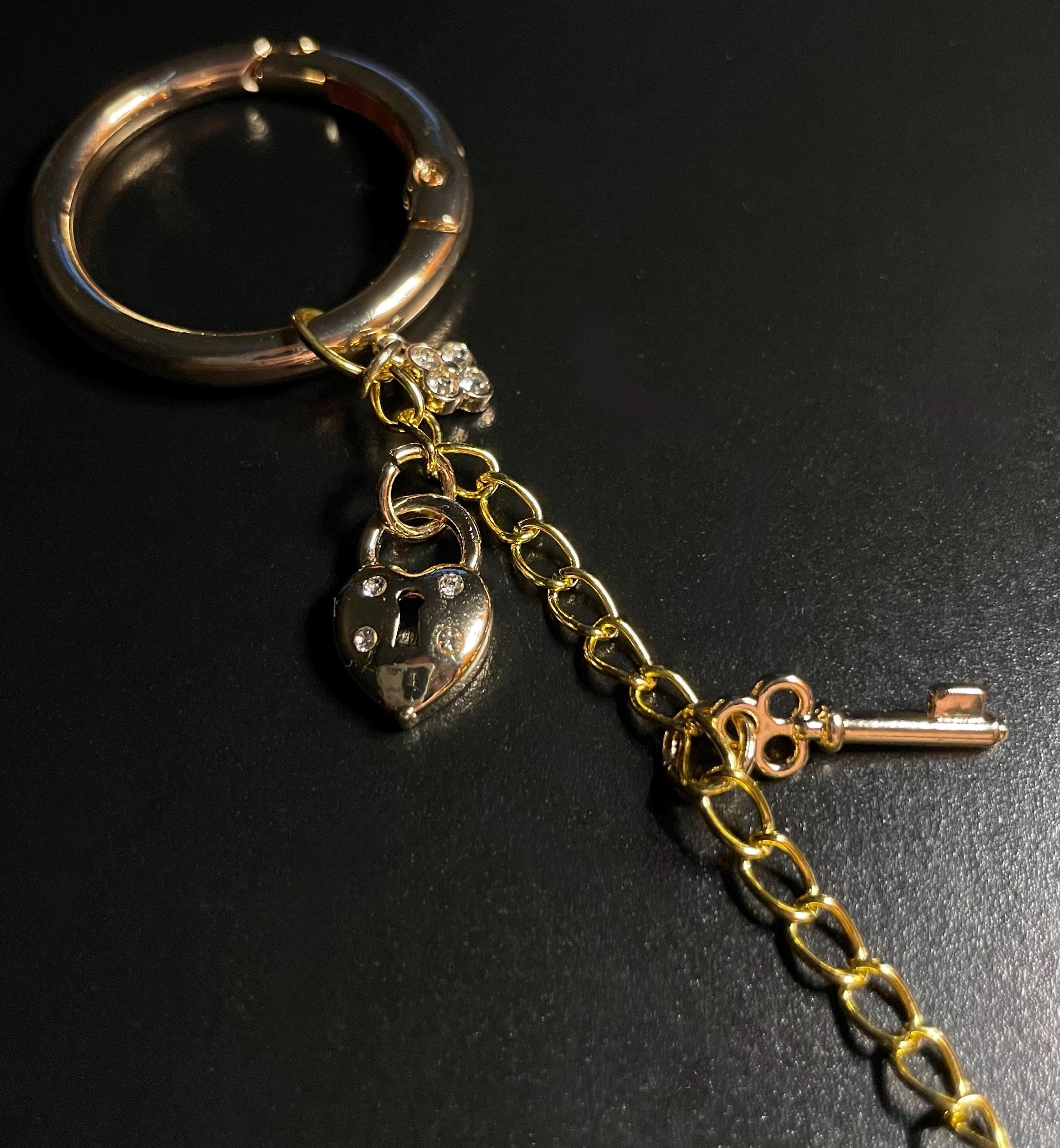 Lock and Key - Authentic Scallop Shell, Bag Charm or Key Chain