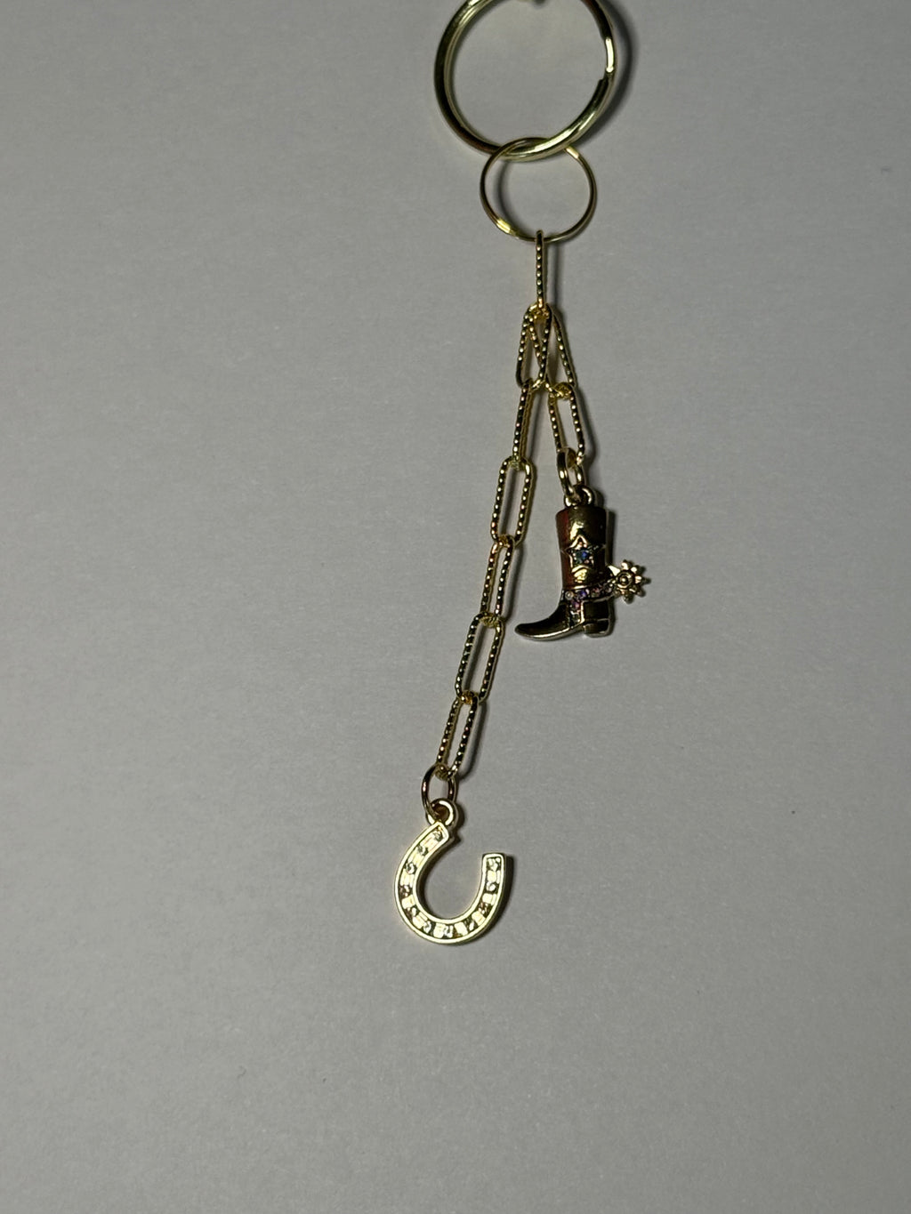 Cowboy Boot with Spur & Horseshoe Keychain