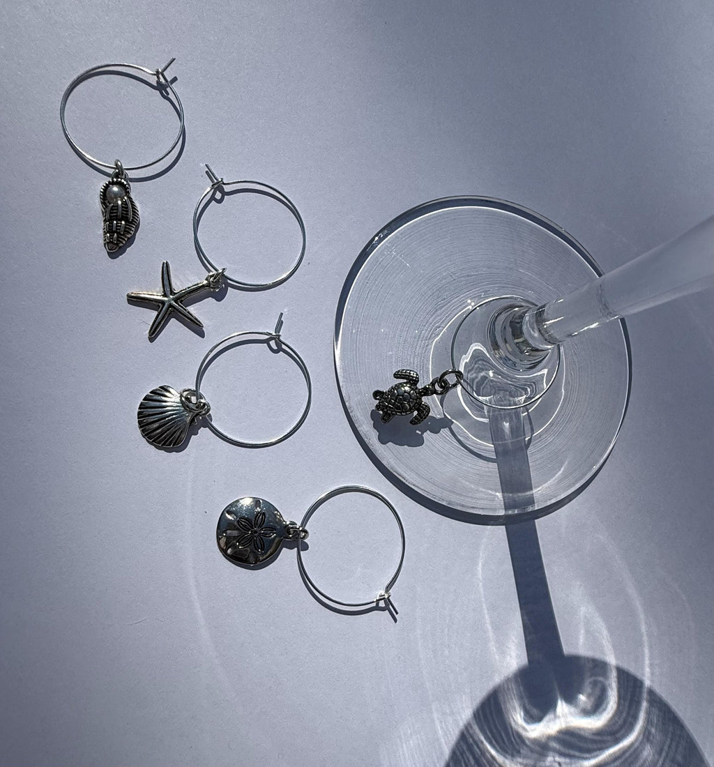 Silver Ocean Wine Glass Charms (Set of 5)