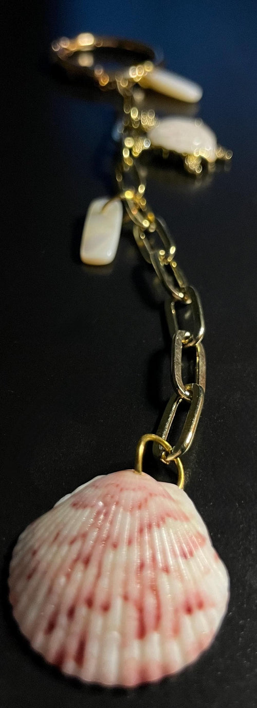 Authentic Scallop Shell,  Bag Charm or Key Chain – Embellished Turtle Accessory