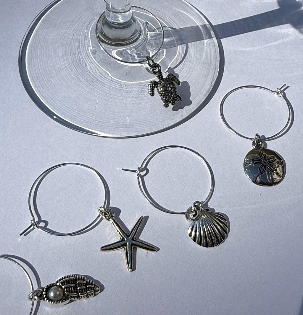 Silver Ocean Wine Glass Charms (Set of 5)