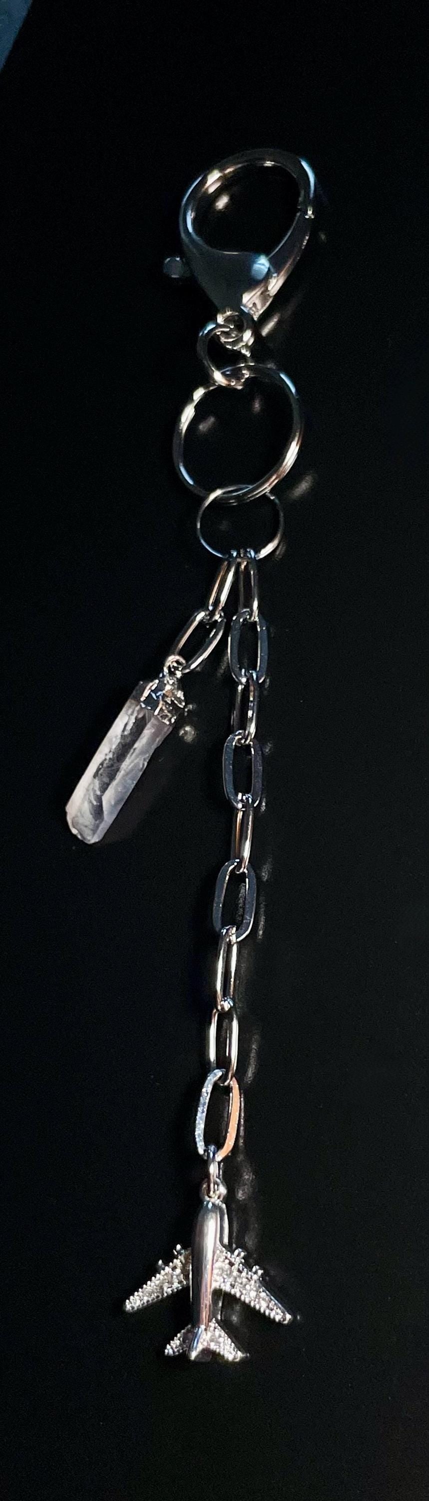 Airplane & Clear Crystal, Bag Charm or Key Chain… Perfect for your traveling bag!