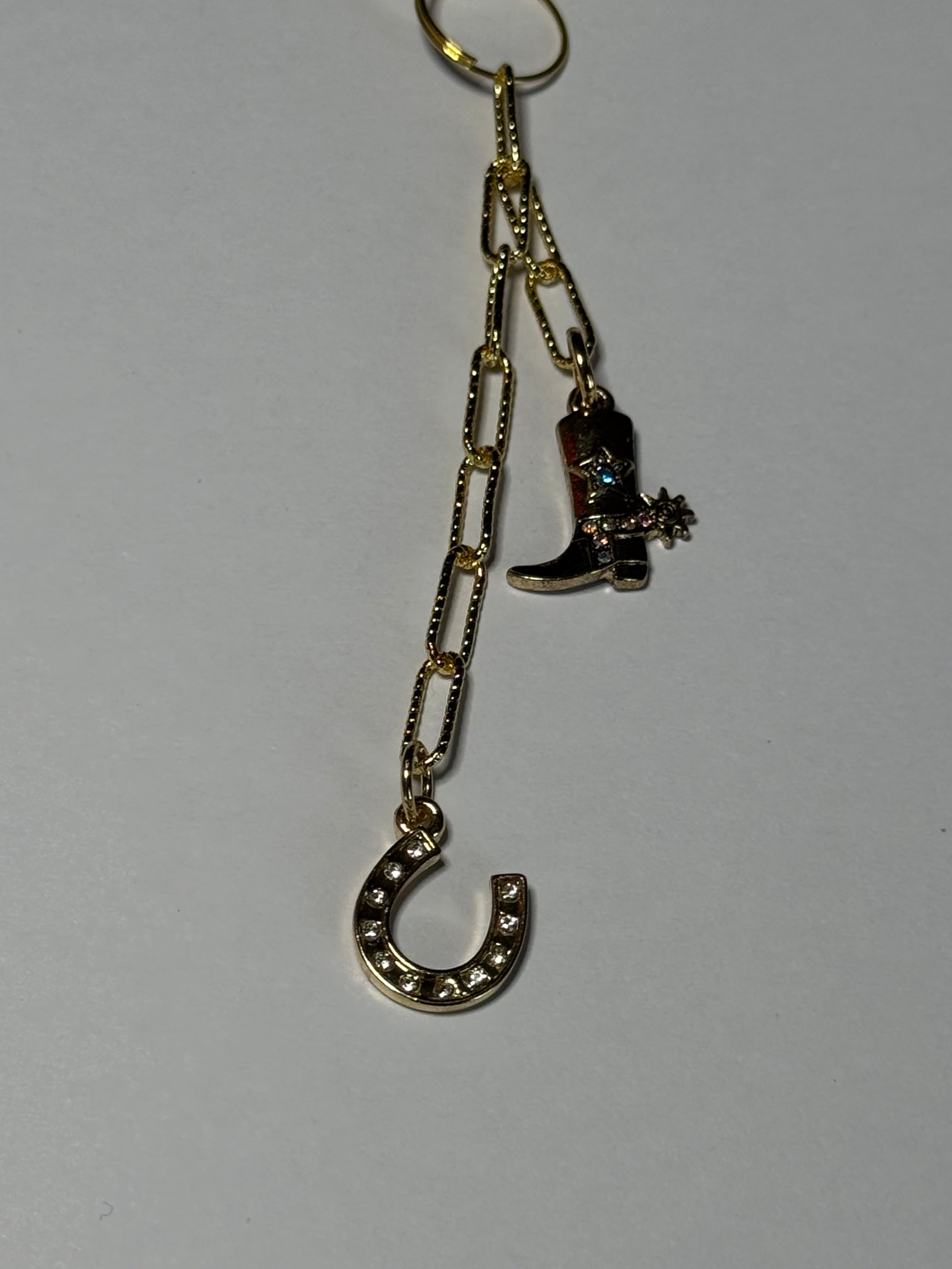 Cowboy Boot with Spur & Horseshoe Keychain