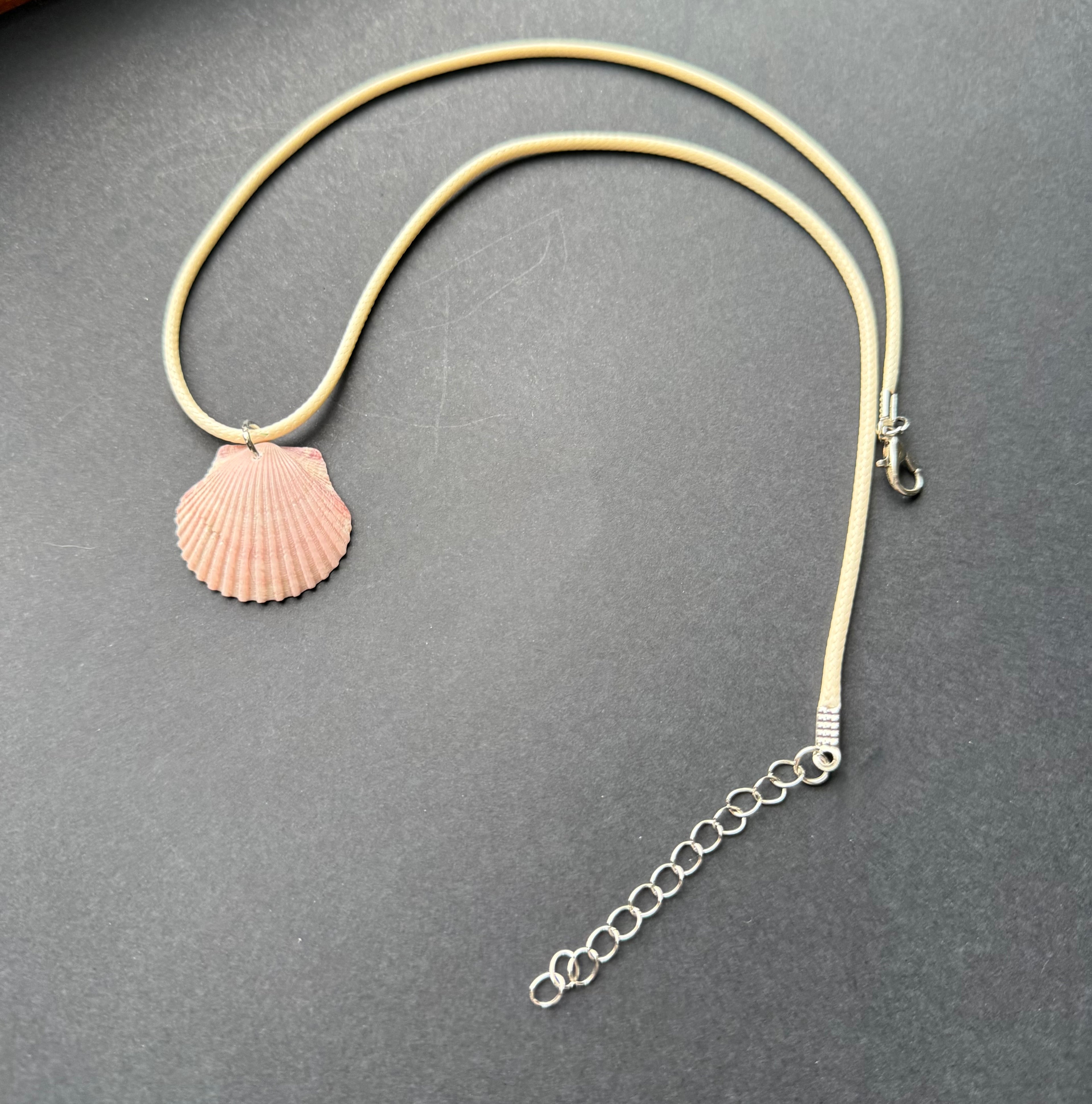 Pink Shell, White Cord Necklace