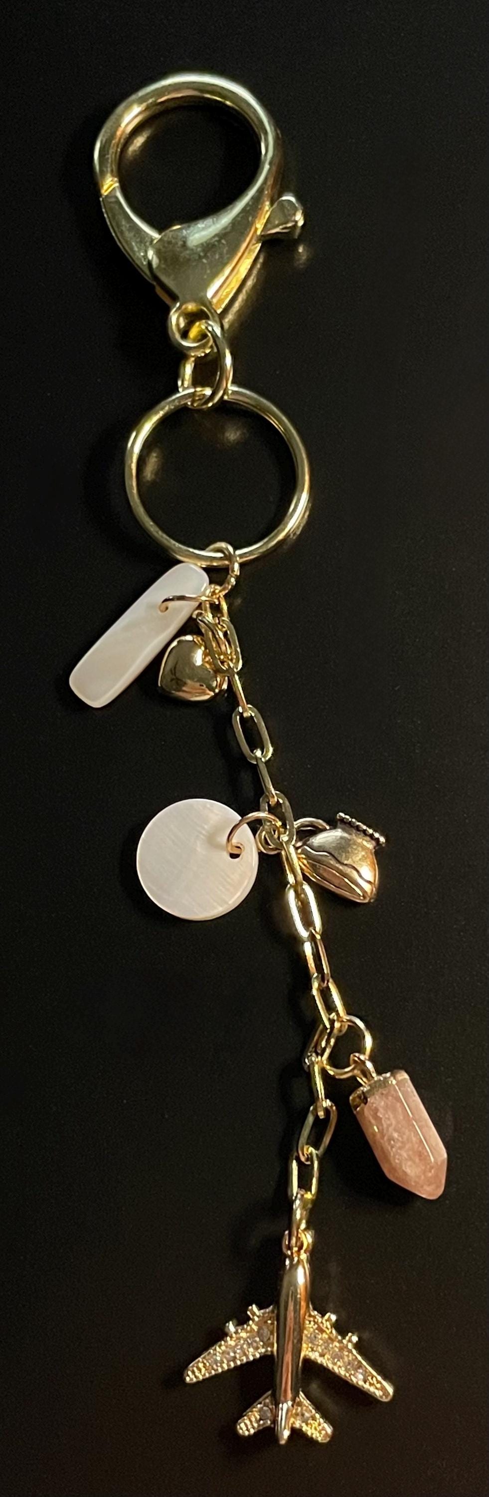 Airplane & Crystal, Bag Charm or Key Chain… Perfect for your traveling bag!