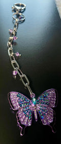 Purple Butterfly Charm for Car Mirror or Bag – Rhinestone Embellished Accessory