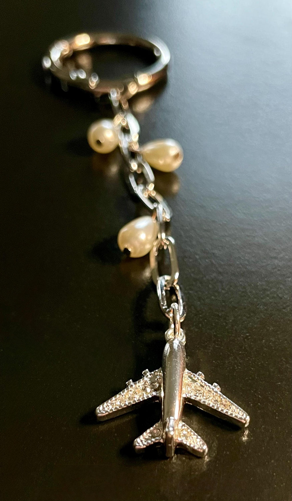 Airplane & Pearls, Bag Charm or Key Chain… Perfect for your traveling bag!
