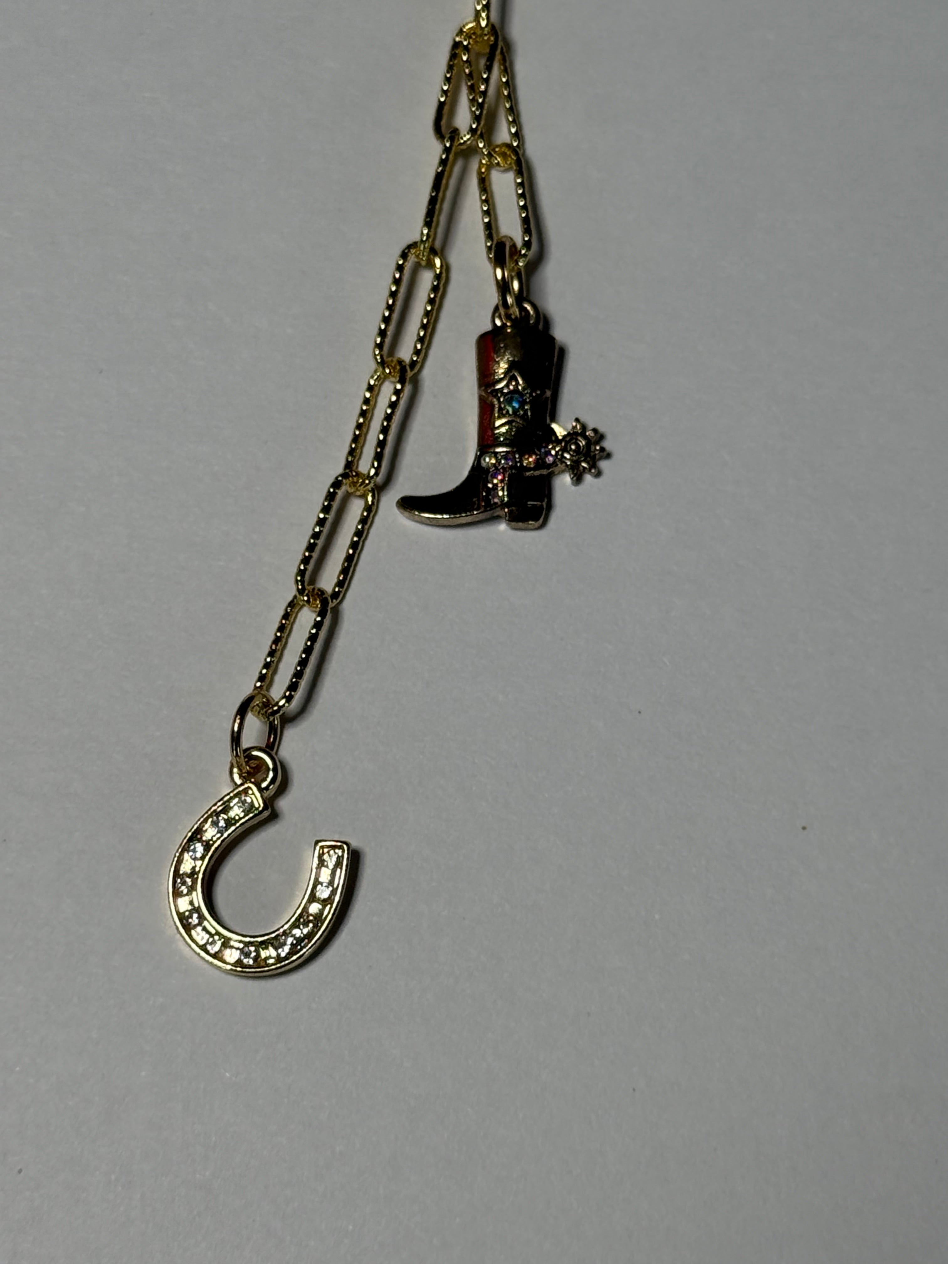 Cowboy Boot with Spur & Horseshoe Keychain