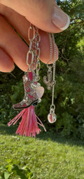 Pink Fringe Cowgirl Key Chain or Bag Charm