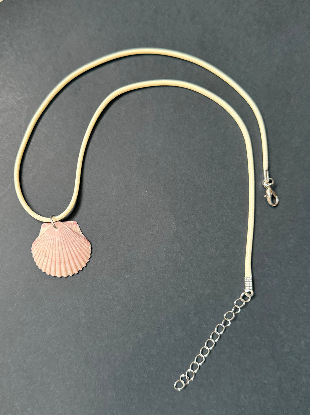 Pink Shell, White Cord Necklace