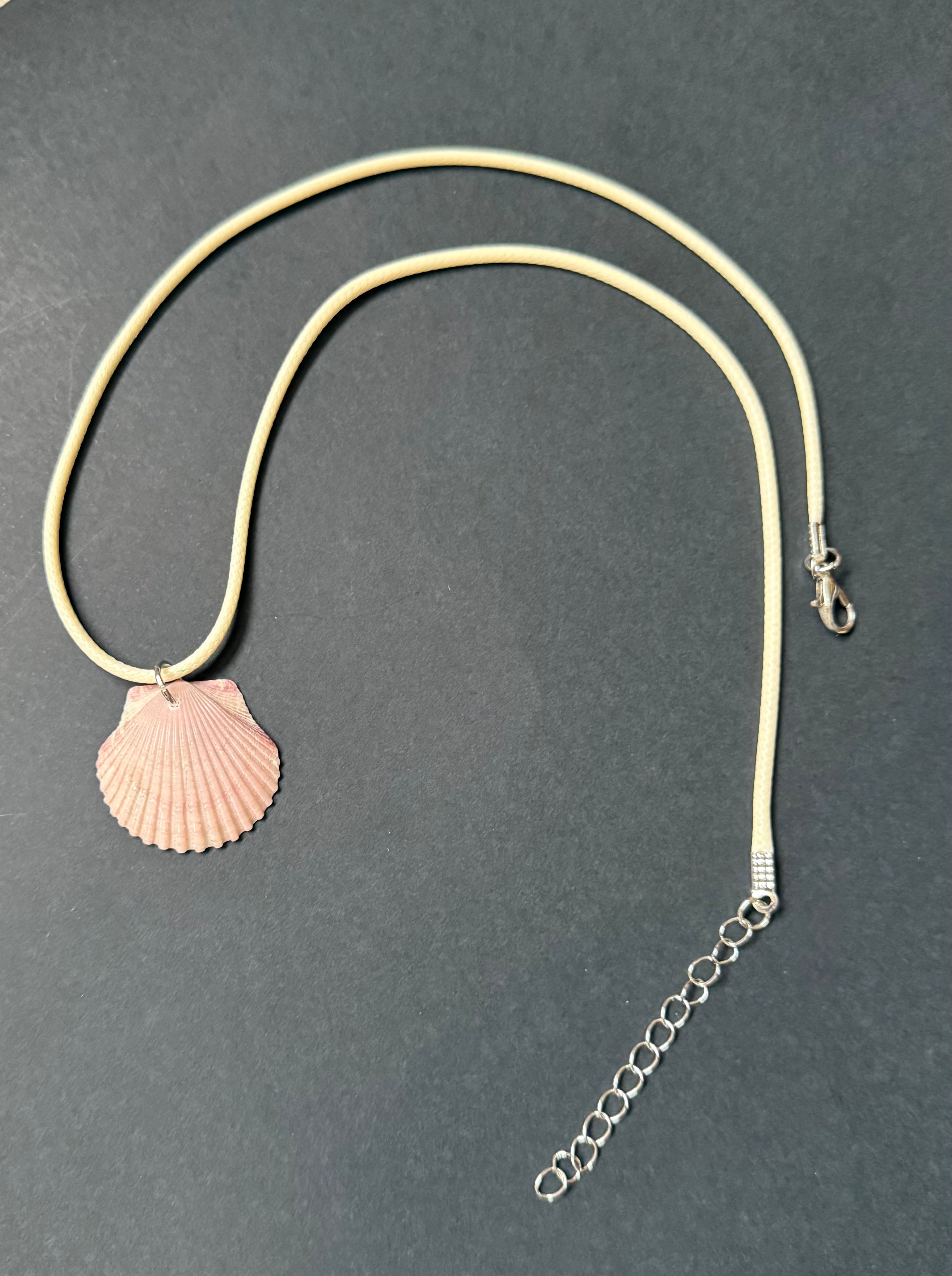 Pink Shell, White Cord Necklace