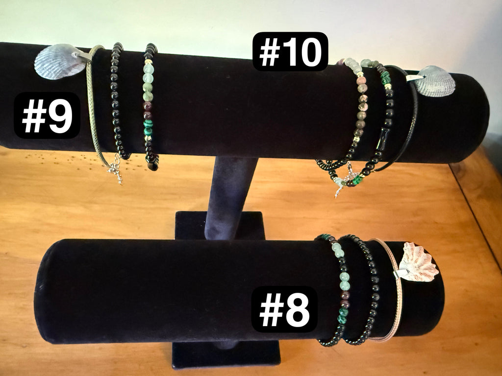 Scallop Shell, Tourmaline & Onyx (#9) set of 3