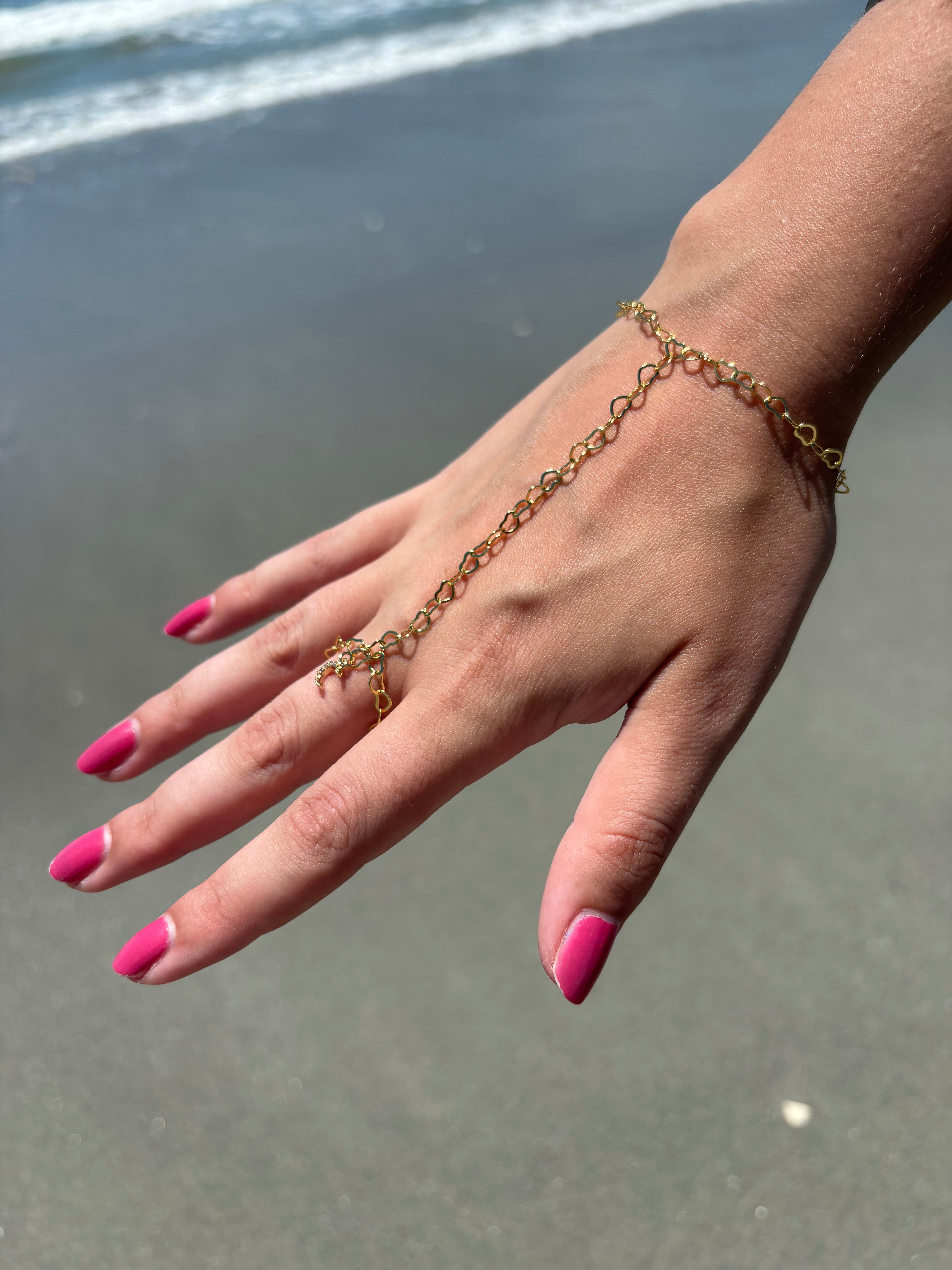 Hand Chain with Ring Moon Charm