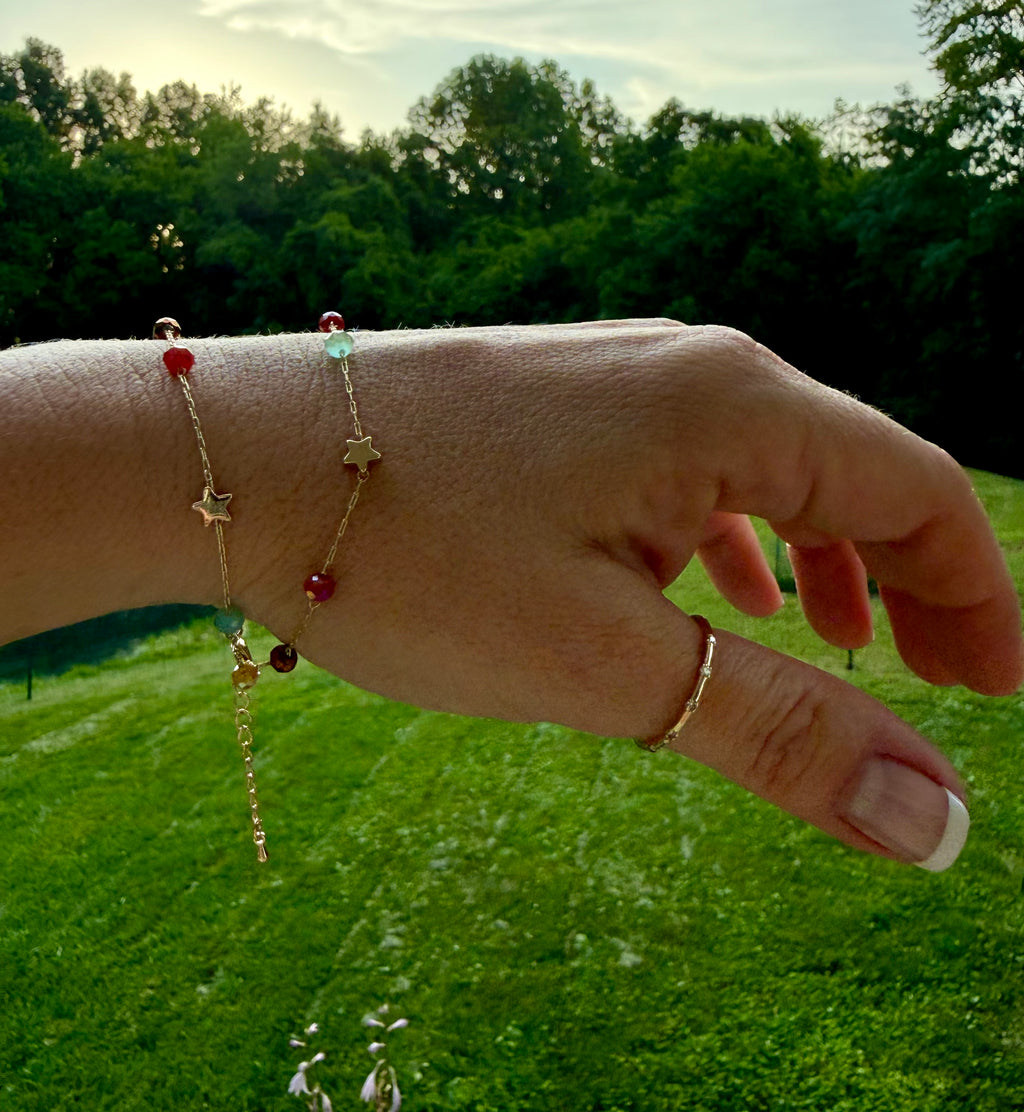 Multi-Color, Gold Star Bracelet