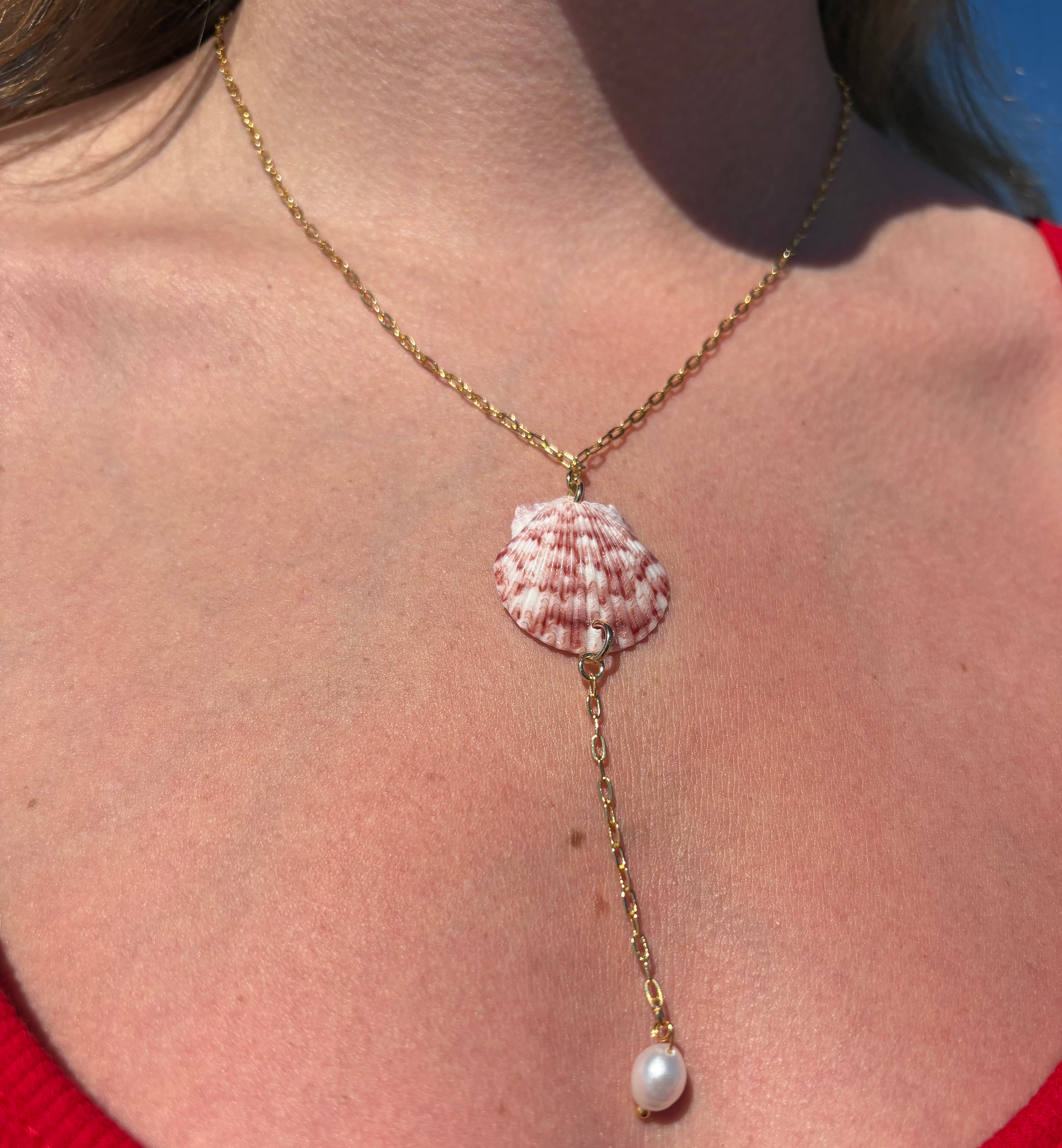 Scallop Pearl Drop Necklace