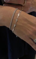 Silver Cross, Double Layer Bracelet