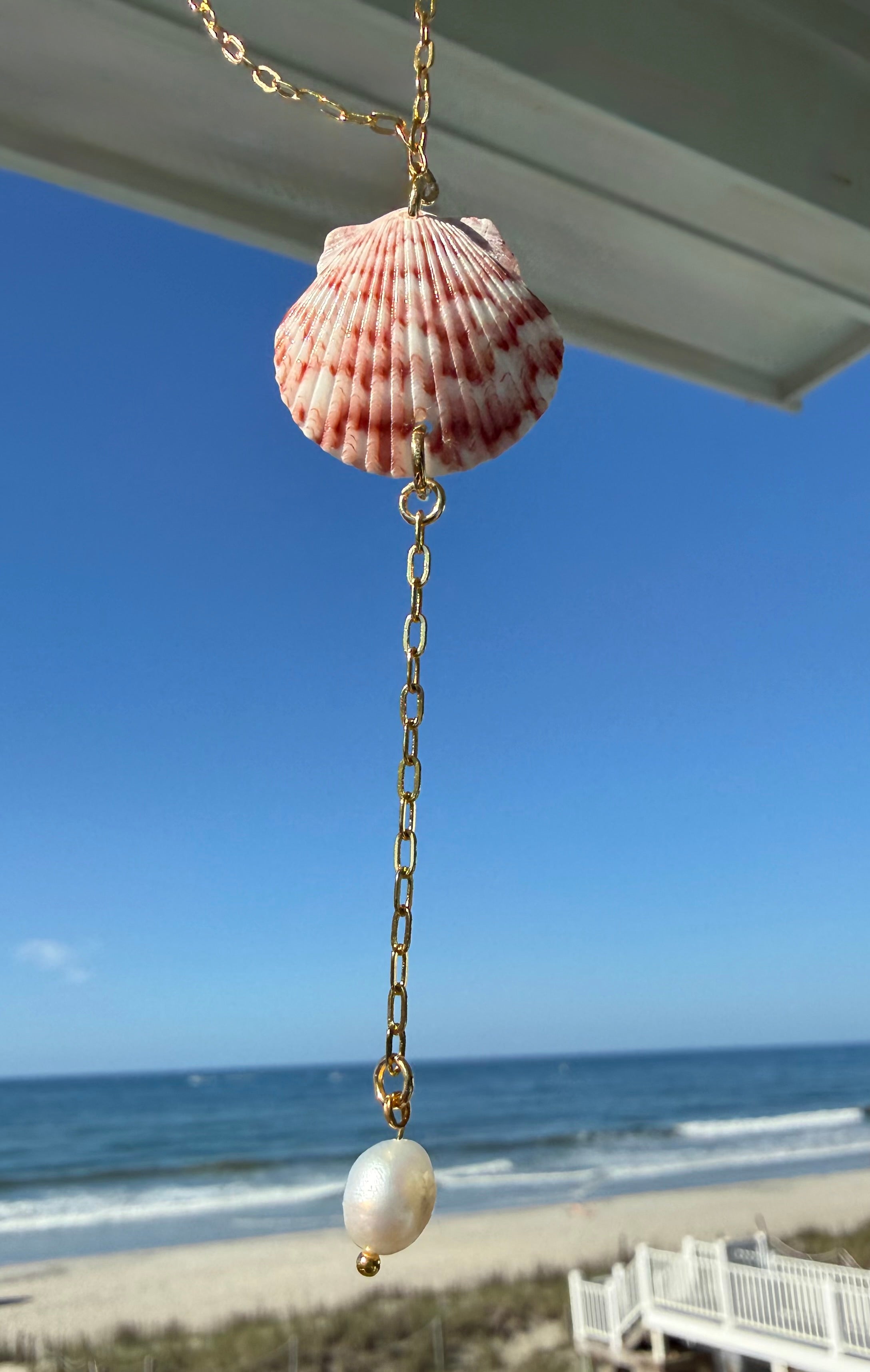 Scallop Pearl Drop Necklace