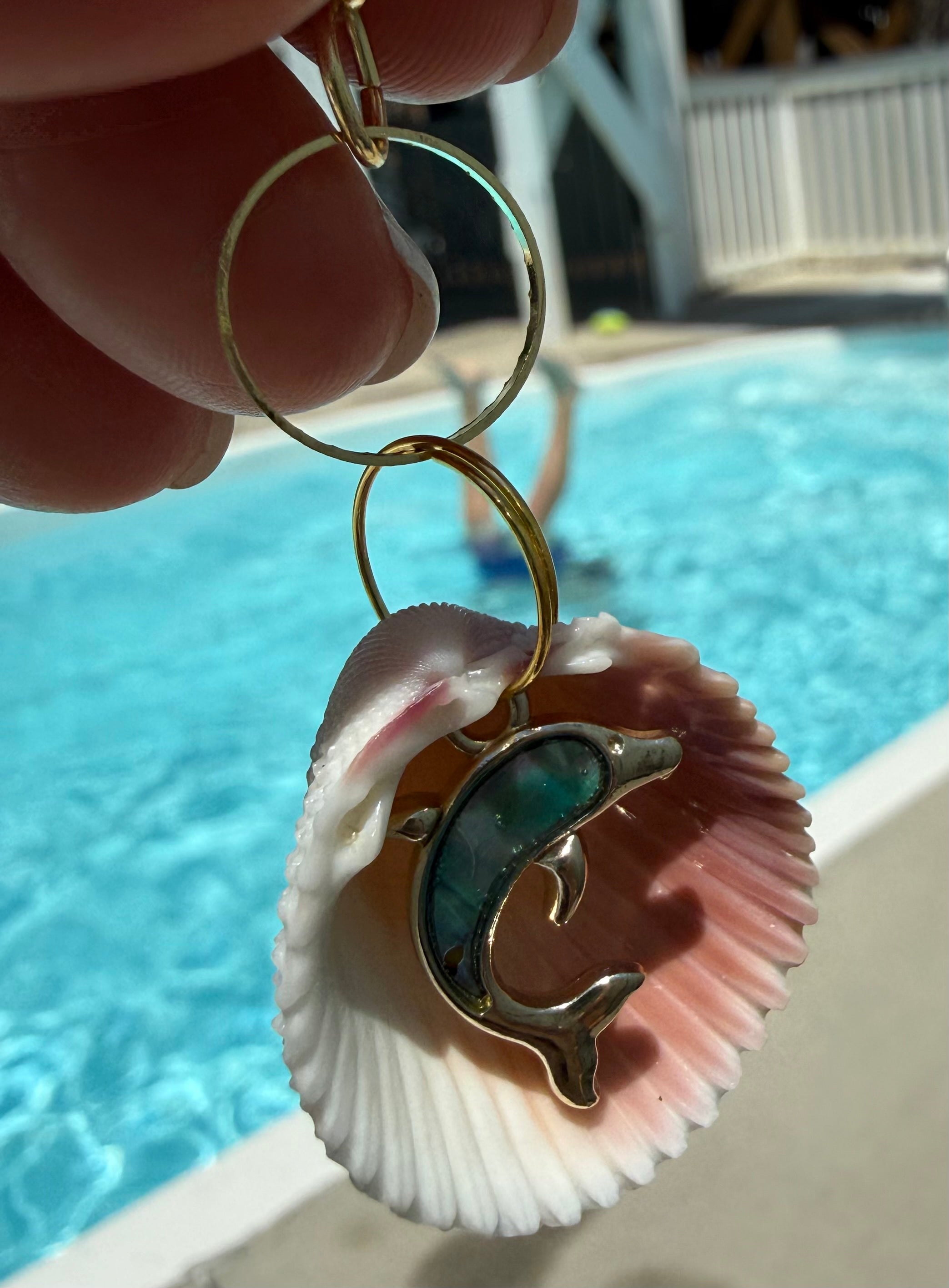 Dolphin Shell Keychain or Bag Charm