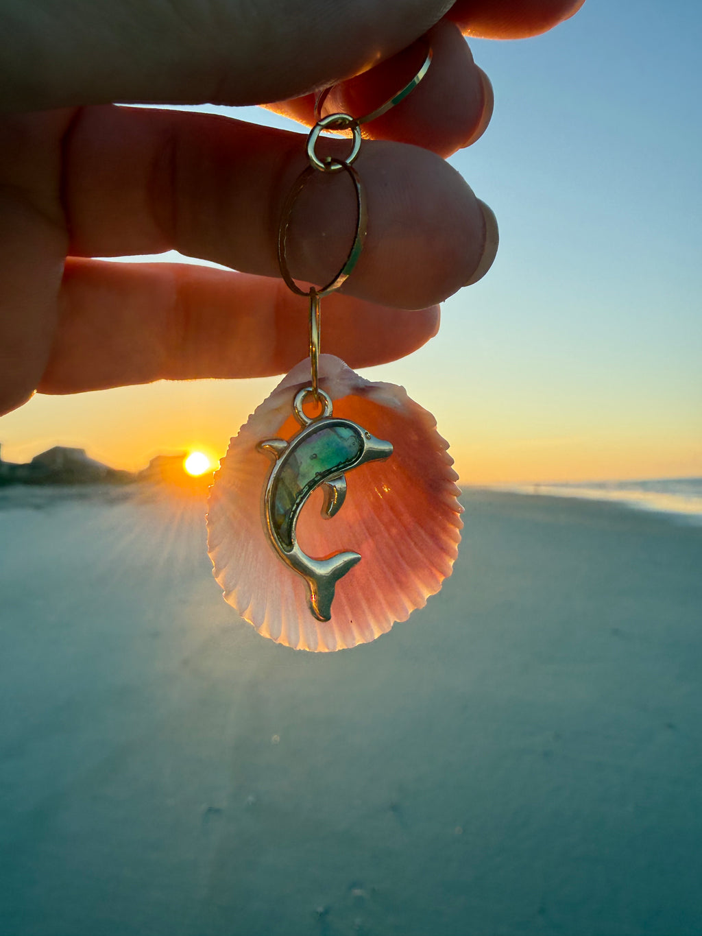 Dolphin Shell Keychain or Bag Charm