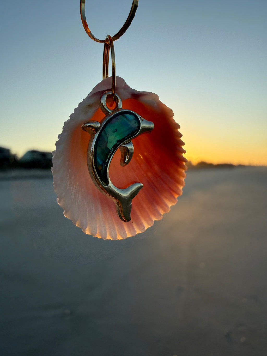 Dolphin Shell Keychain or Bag Charm