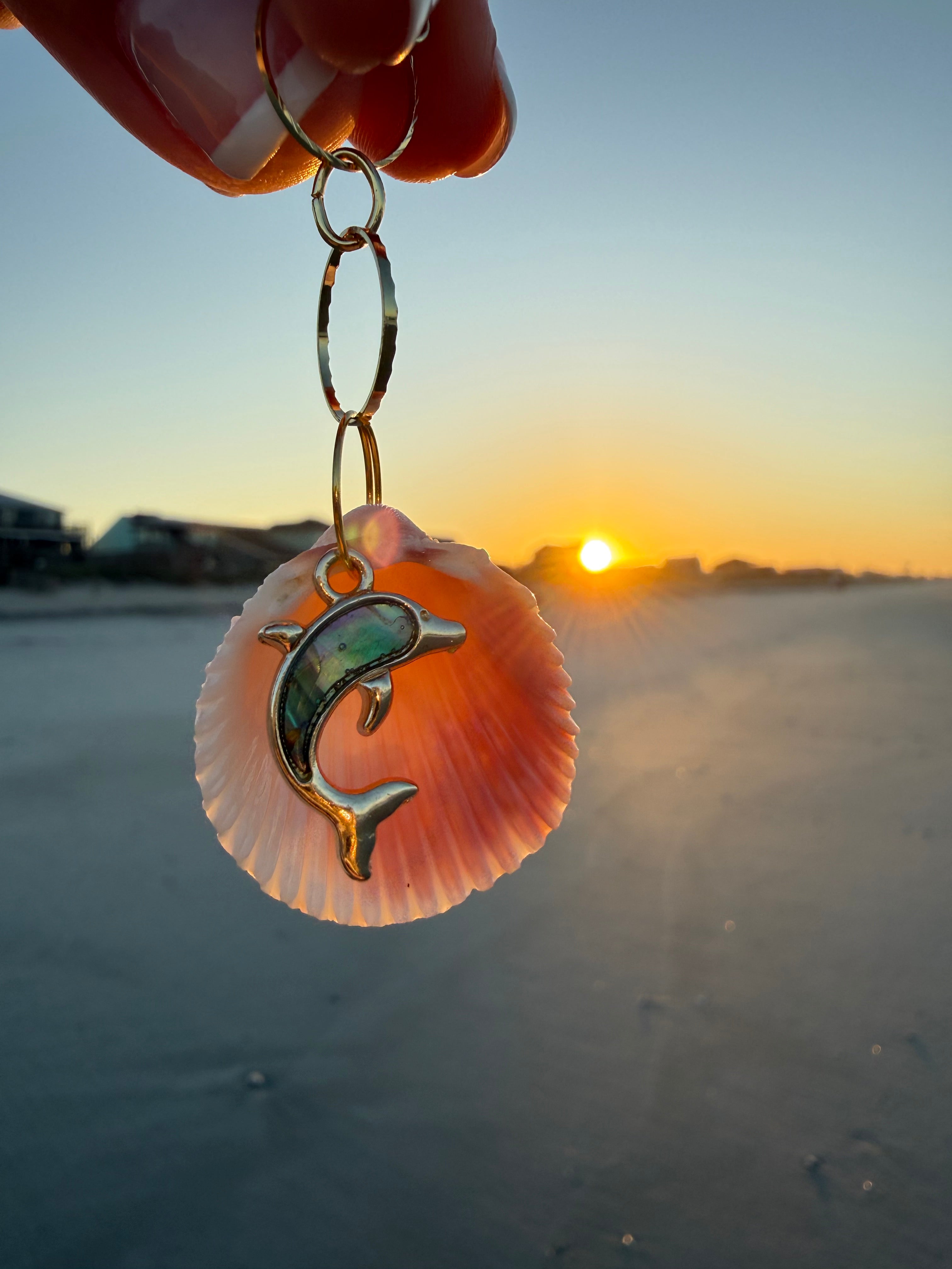 Dolphin Shell Keychain or Bag Charm