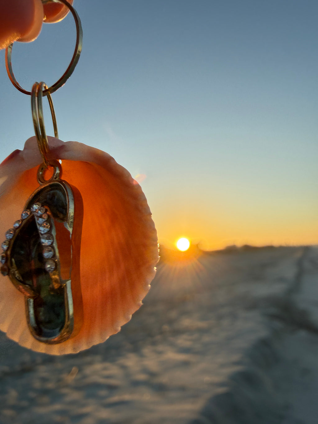 Flip Flop Shell Keychain or Bag Charm