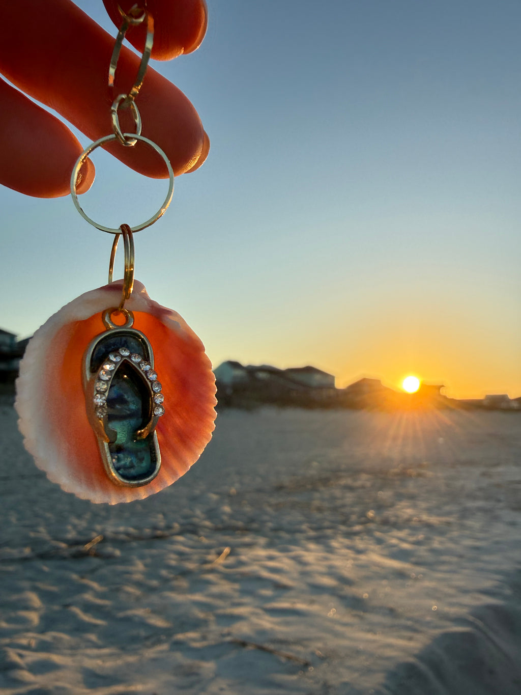 Flip Flop Shell Keychain or Bag Charm