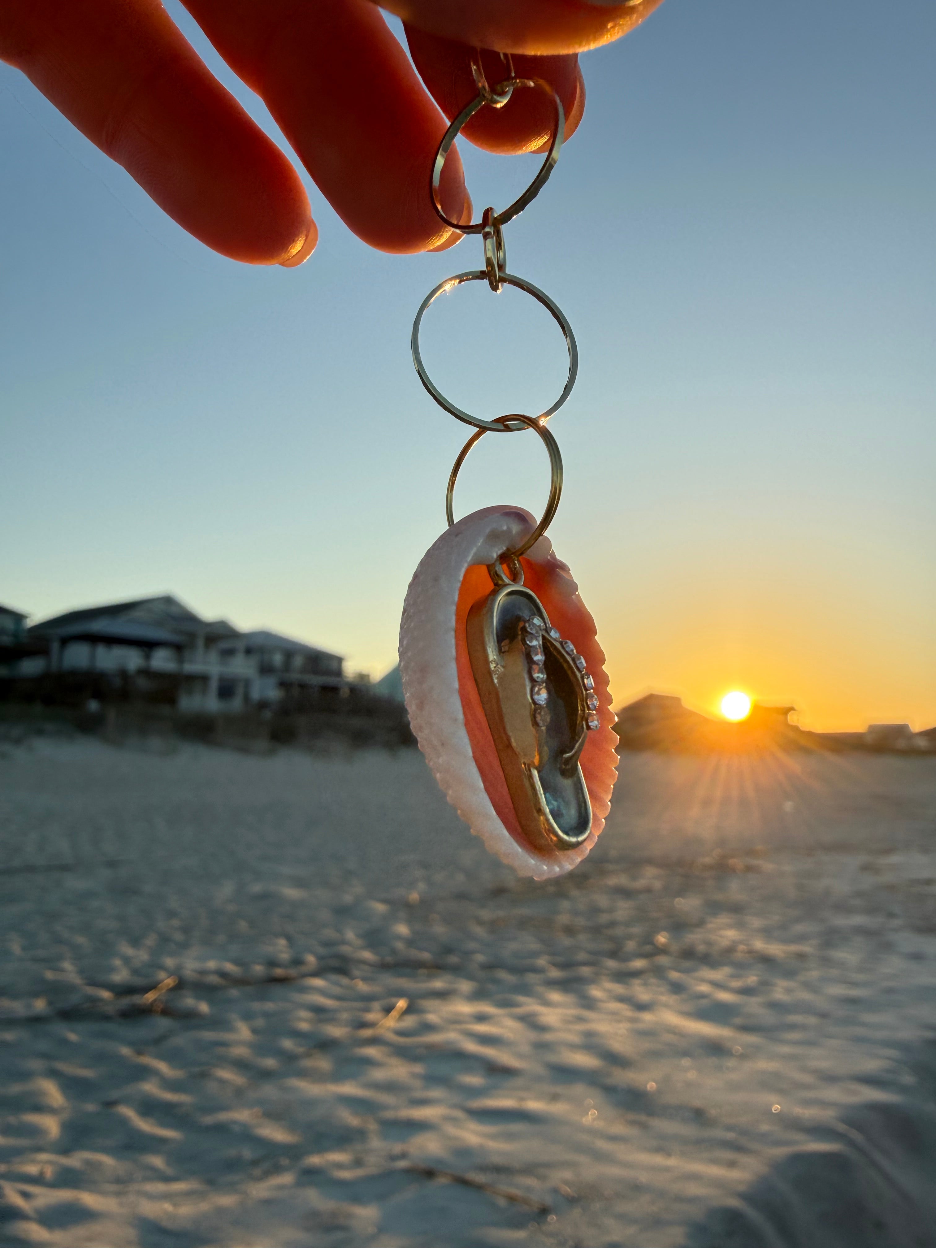 Flip Flop Shell Keychain or Bag Charm